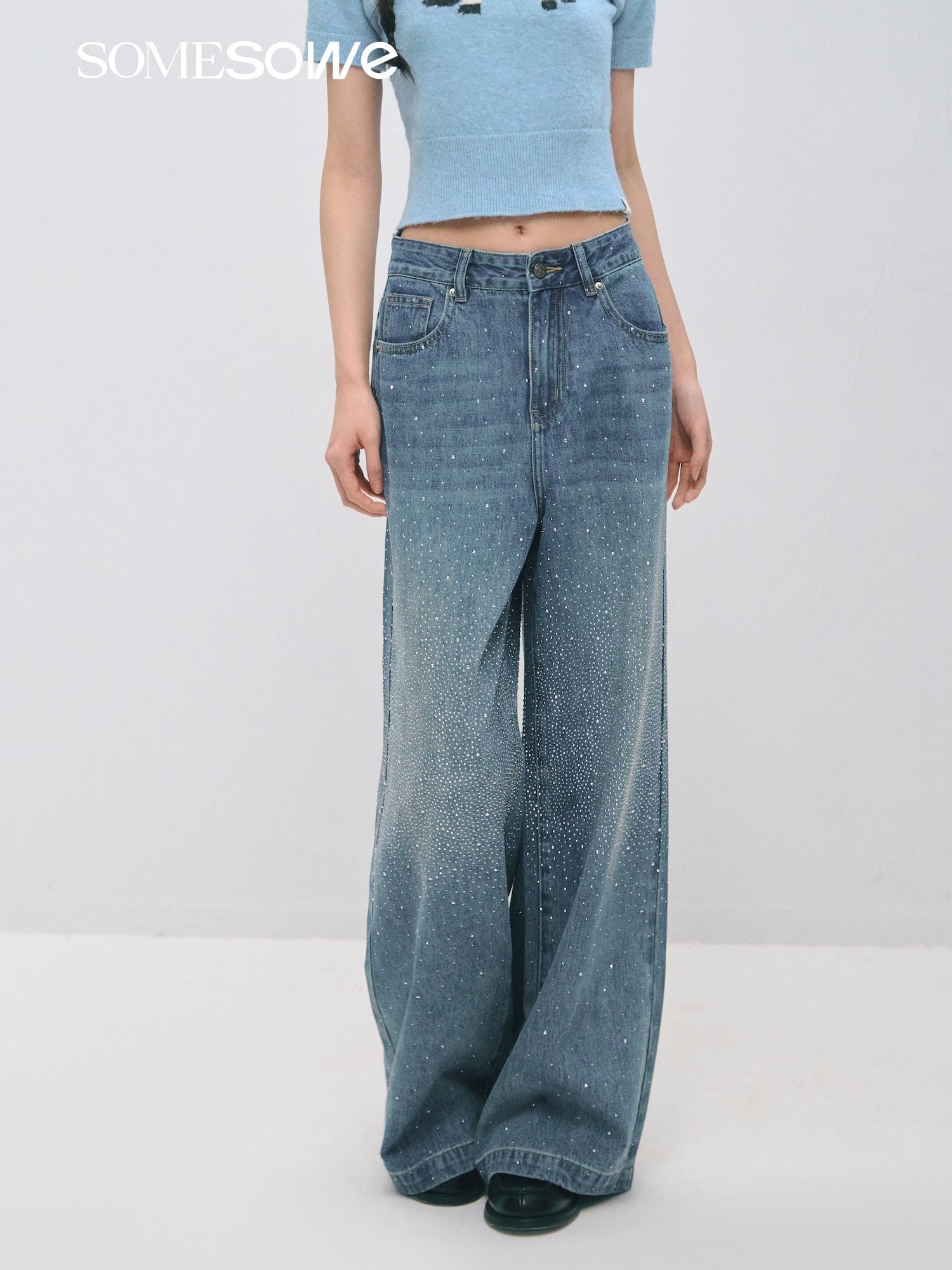 SOMESOWE S2509022 Retro straight tube sparkling jeans