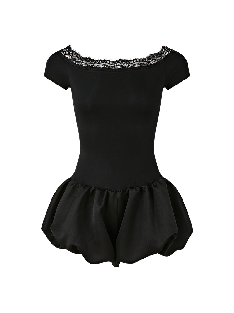 FIND YA WINGS Black off shoulder floral bud dress