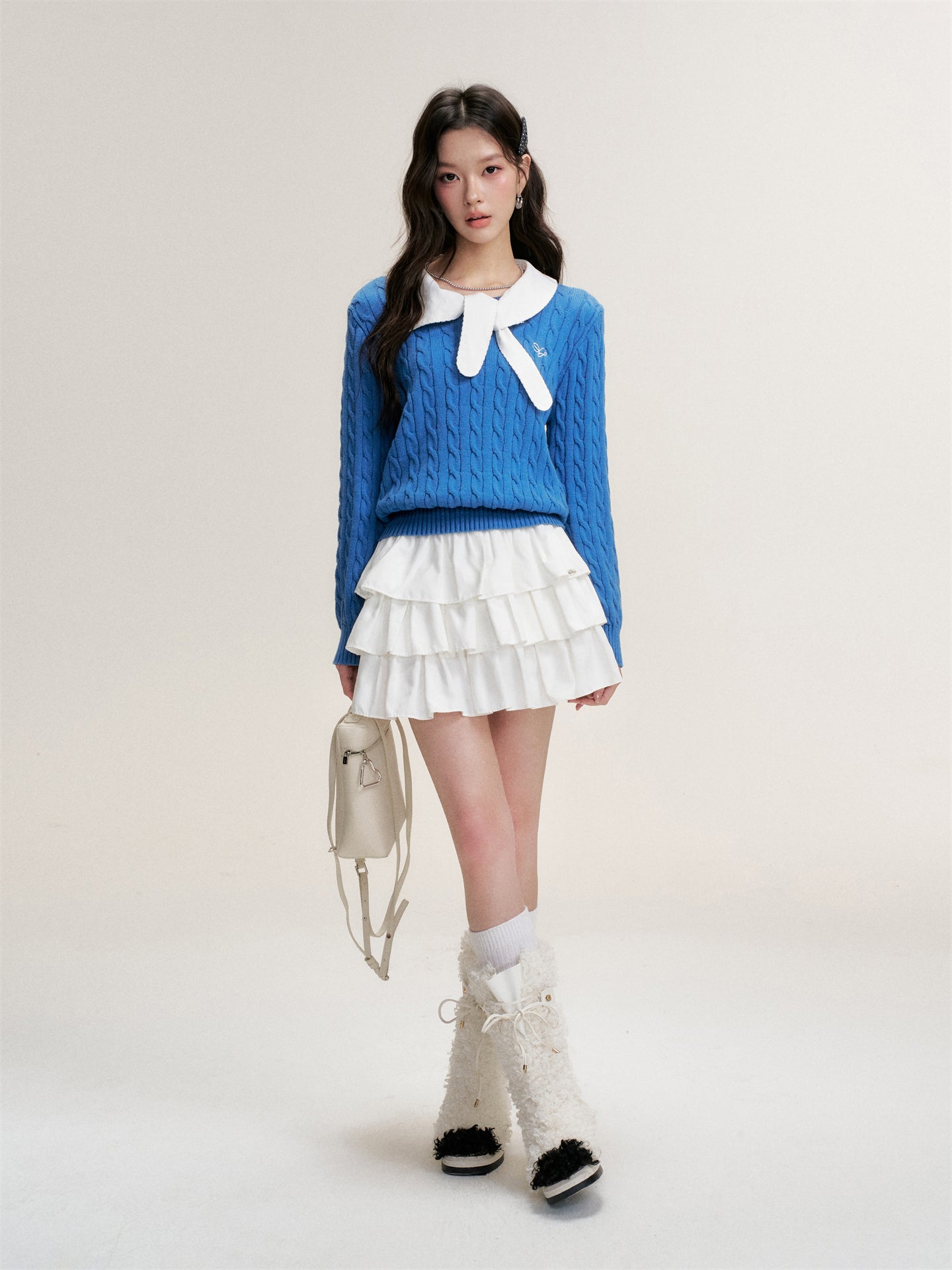 16DEWS 16D25479 Twisted texture pullover knitted top