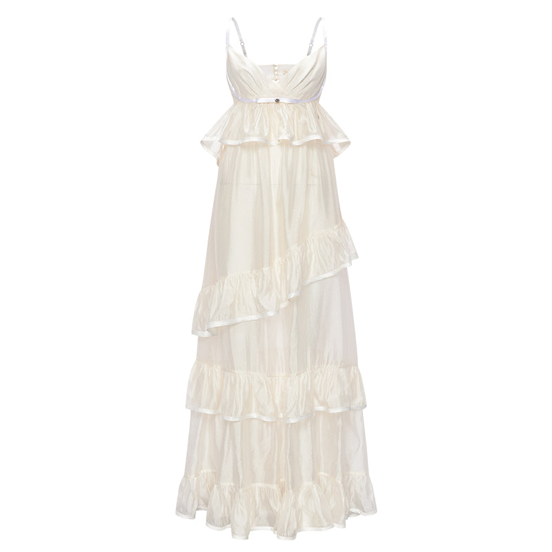 SHEERLUCK SLLYQ25108 Vacation style multi-layer camisole dress (2color)