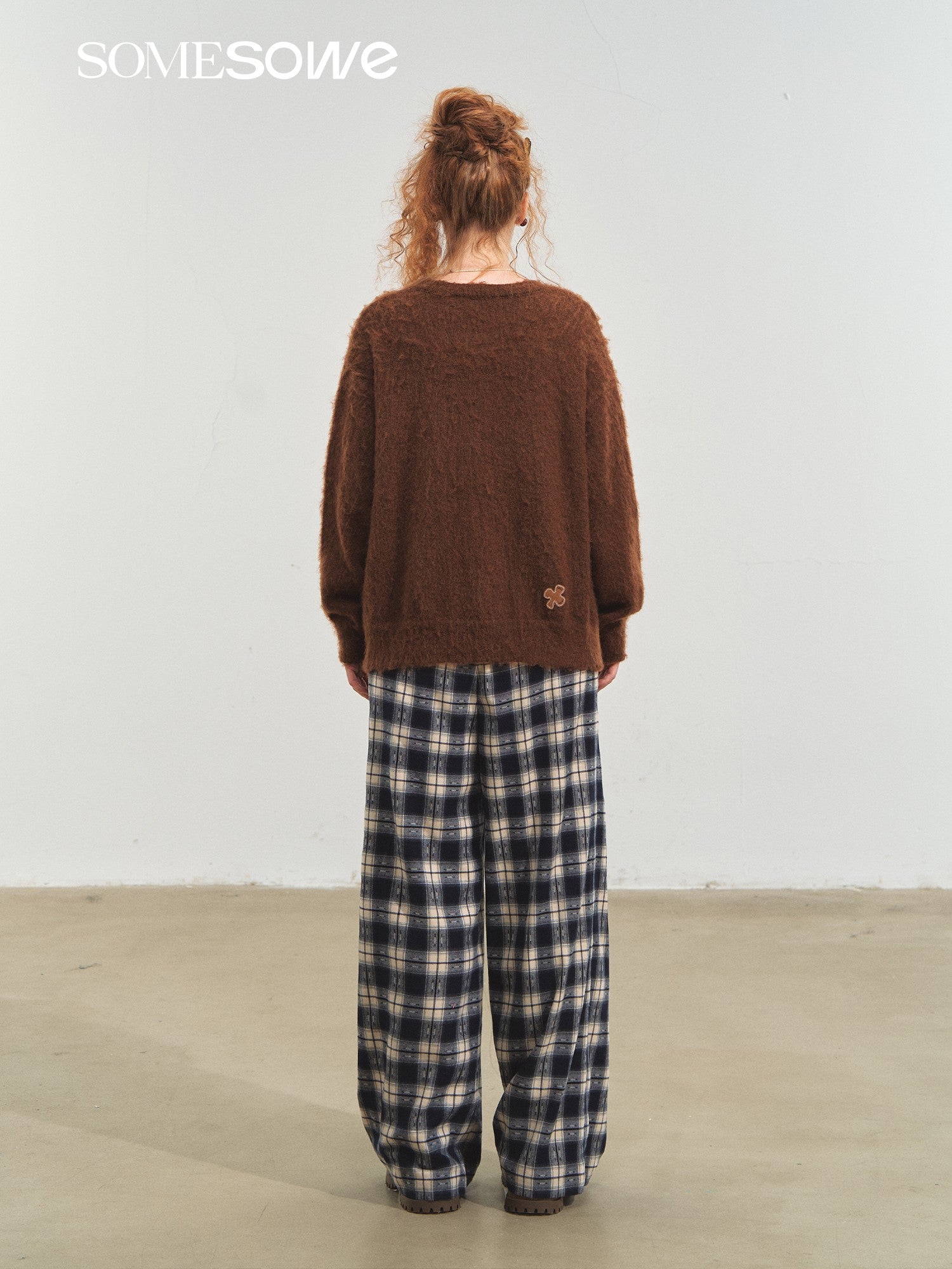 SOMESOWE S2508220 Lazy plaid wide leg casual pants