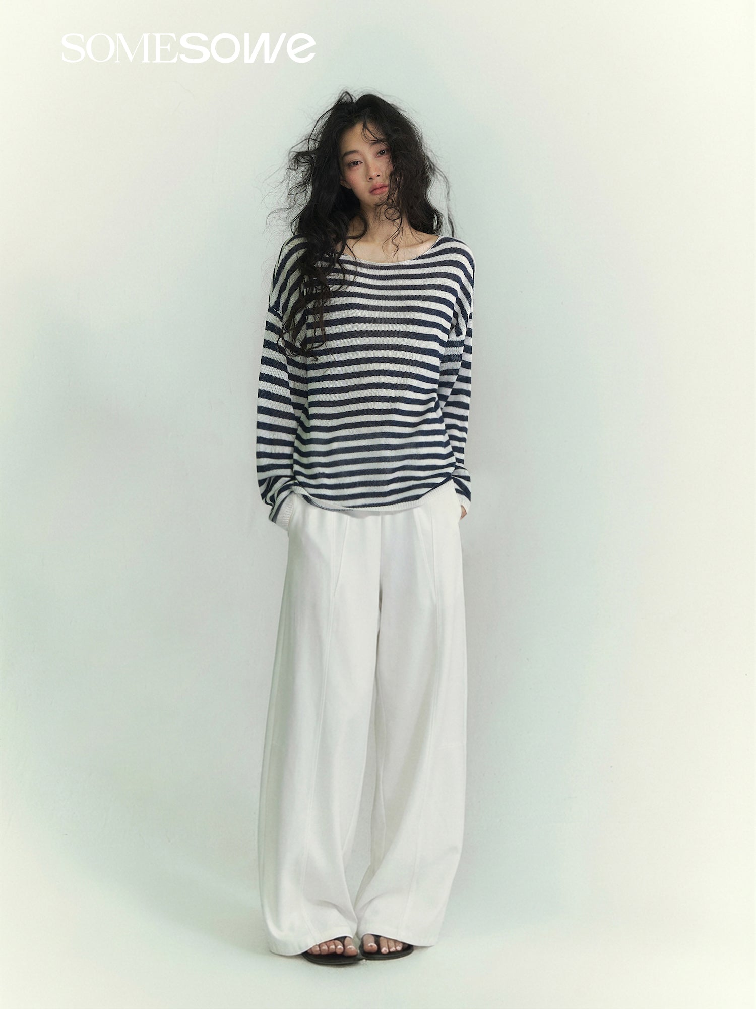 SOMESOWE S2609066 Light oxygen wide leg curved knife pants