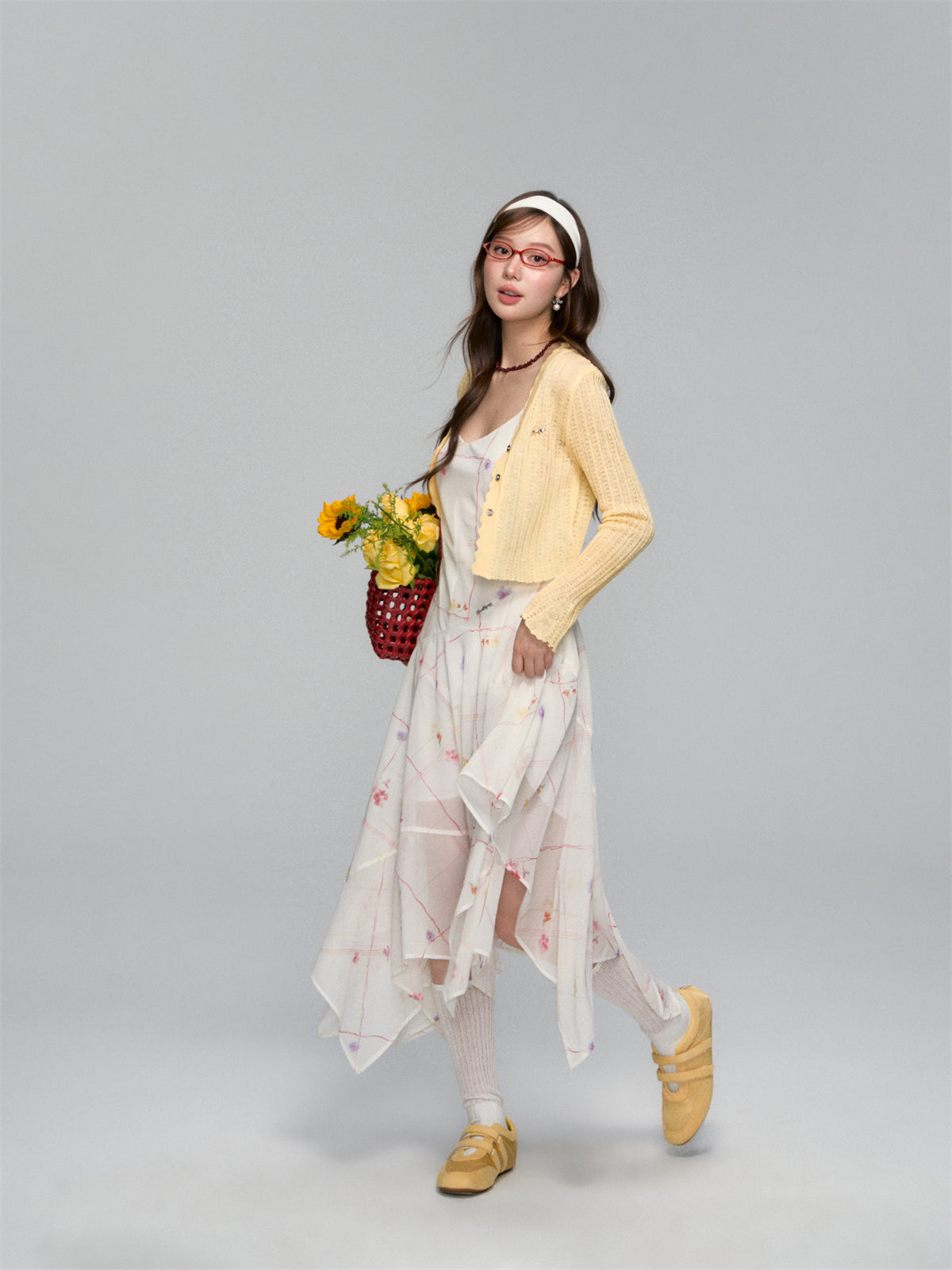 AsGony ASG25160 Chiffon floral irregular camisole dress