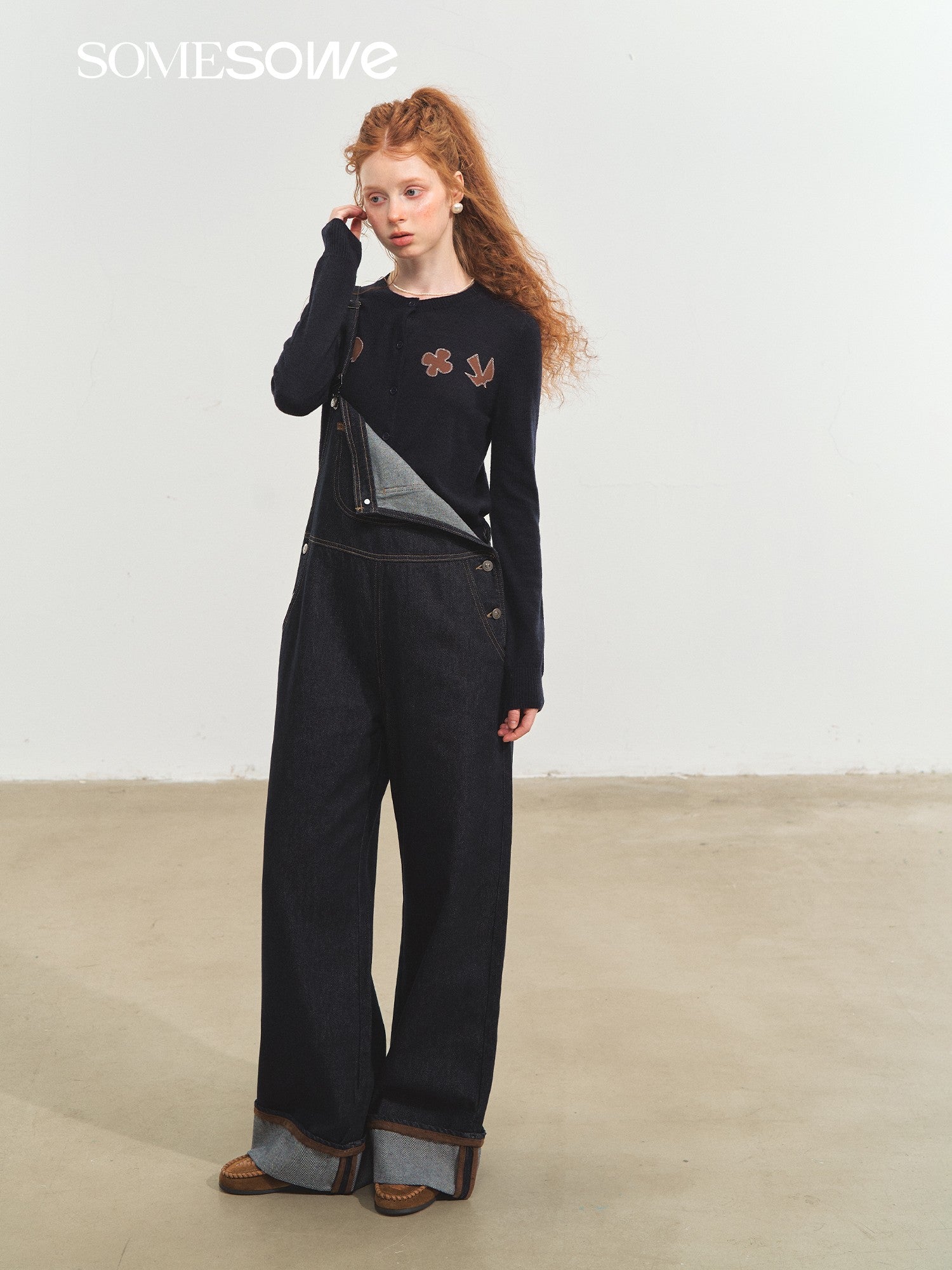SOMESOWE S2508209 Original color denim flared overalls