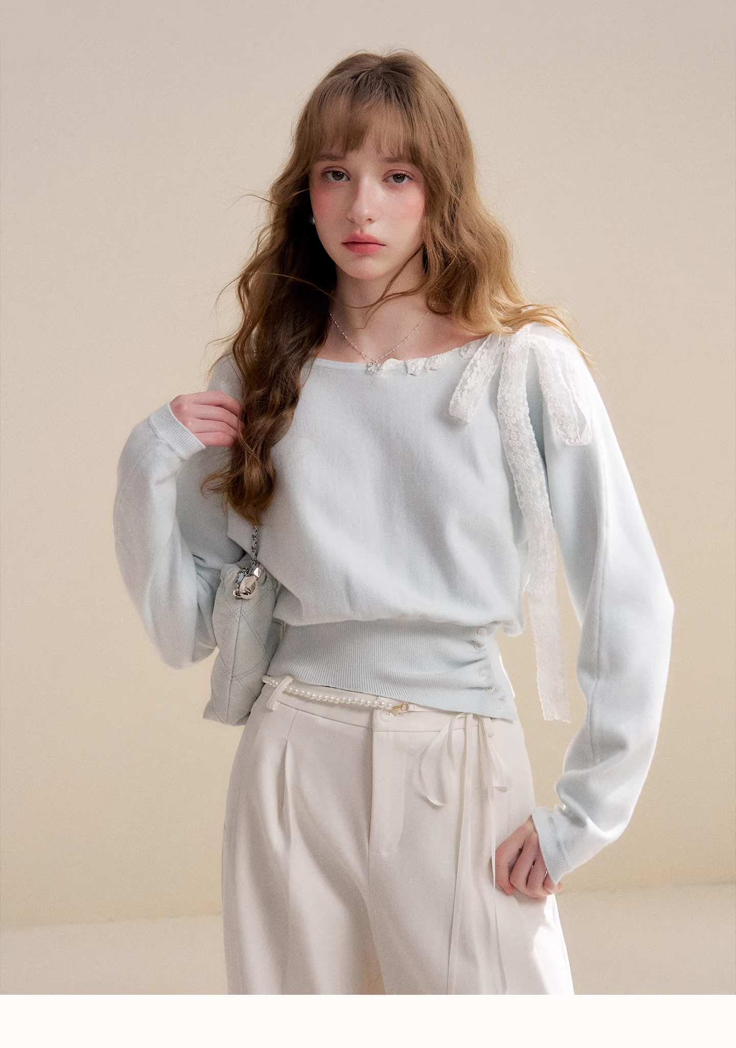 Kroche KP2075 Lace ribbon knitted top