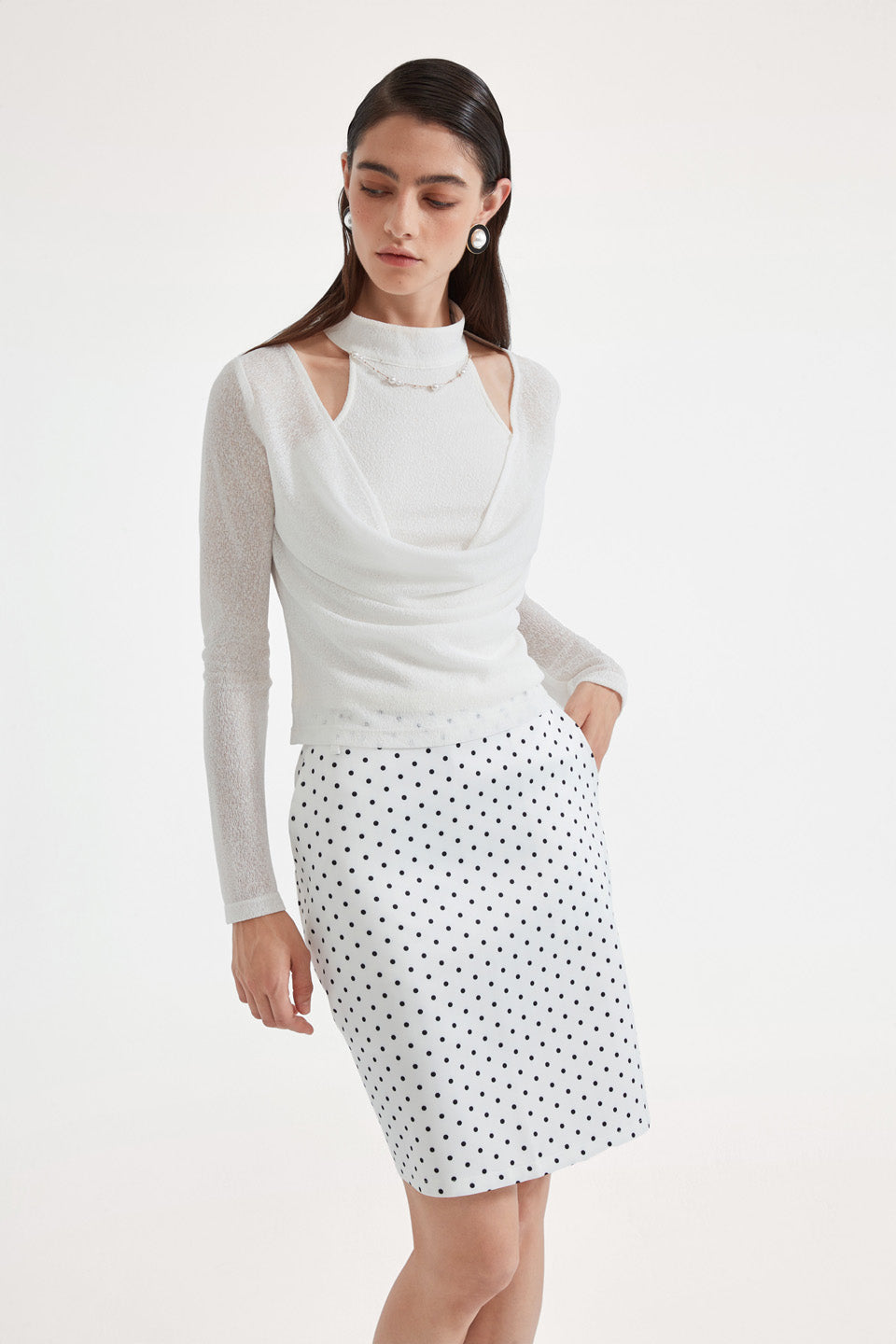 Kingwen Fake two piece beaded off shoulder top