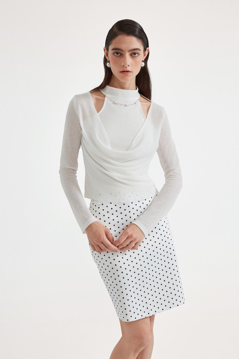 Kingwen Fake two piece beaded off shoulder top