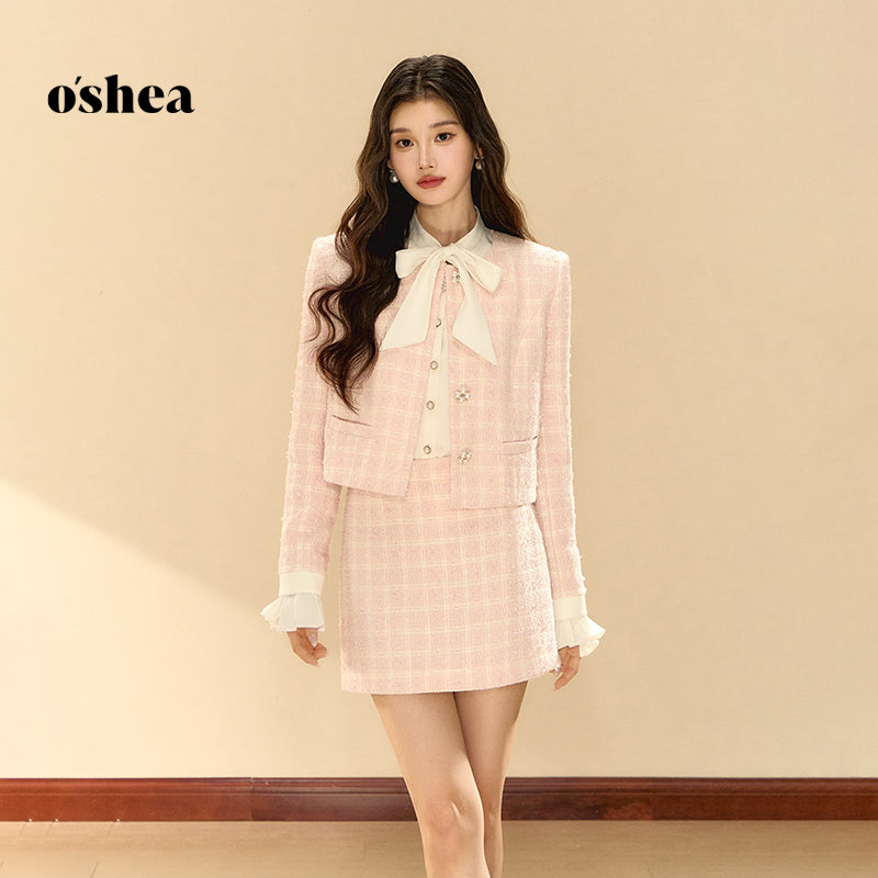 OShea Pink pearl jacket + skirt set (seperate)