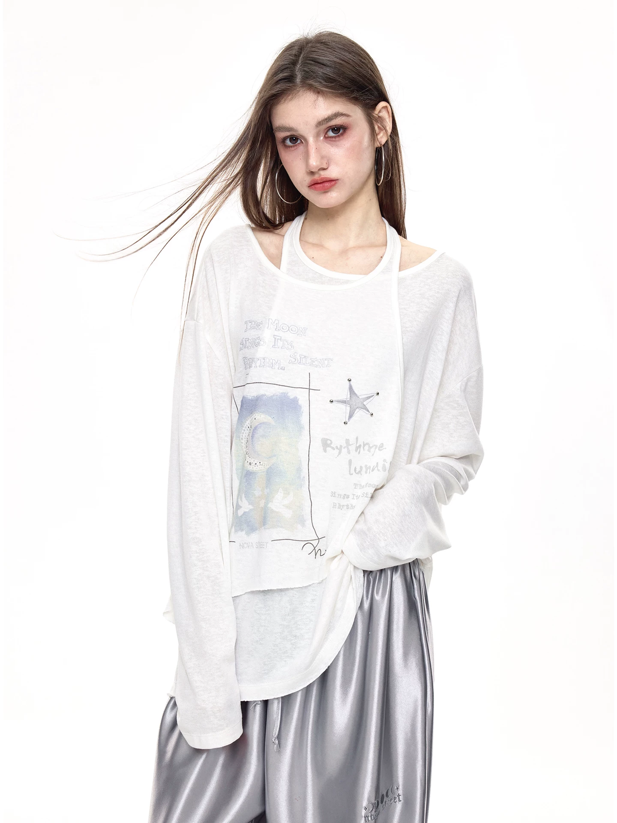 Nova Street White Tencel Loose Fit Tee