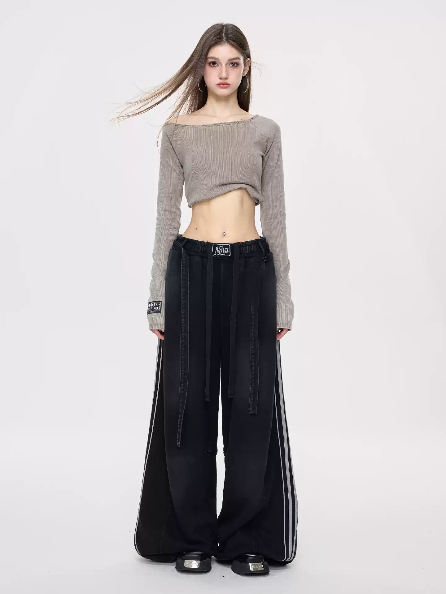 Nova Street Black Patch Pocket Wide Leg Pants