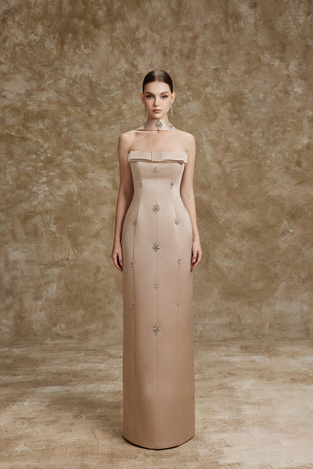 LAMORIS SERENA FLOOR LENGHT DRESS-Bronze Brown