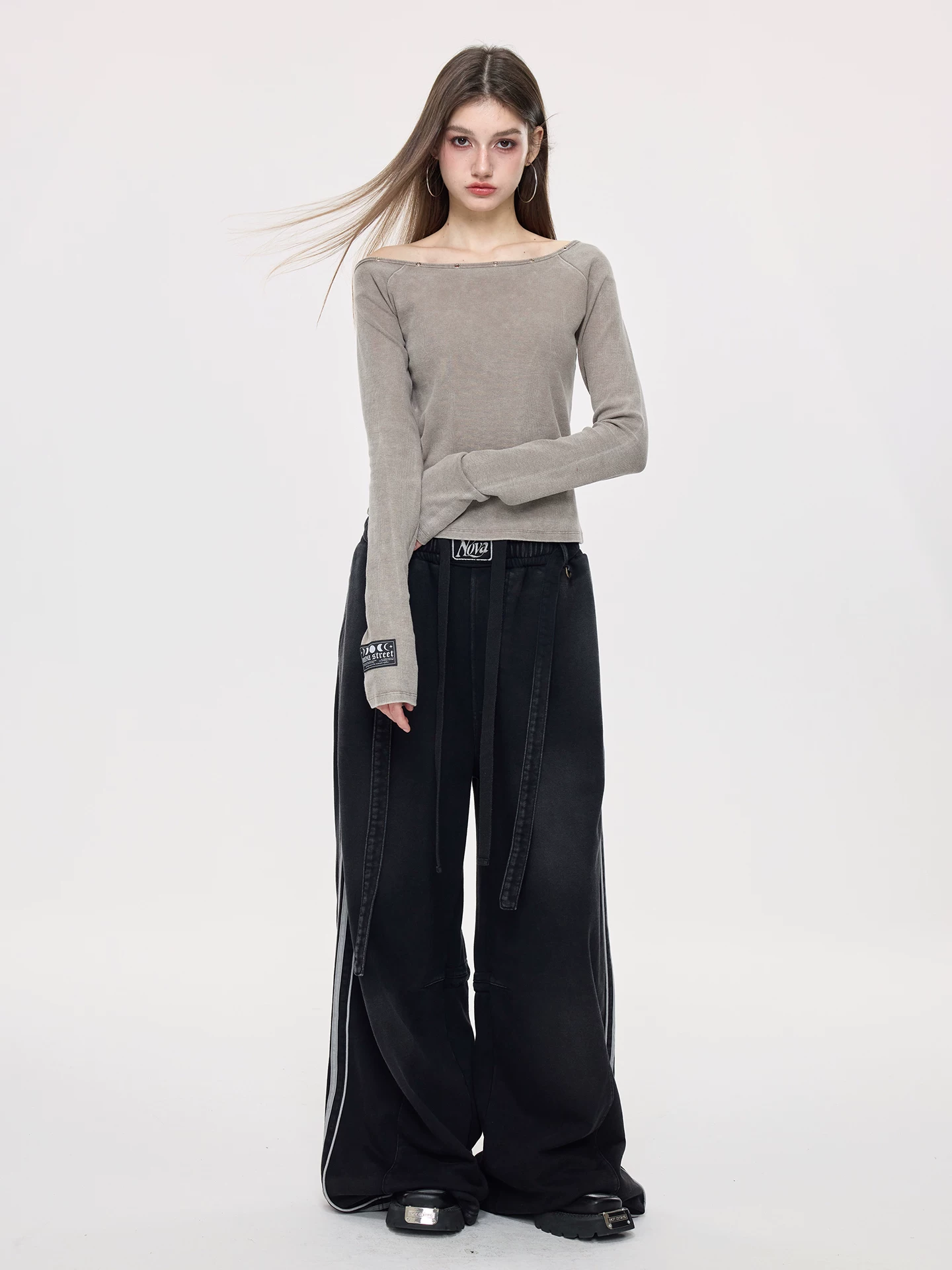 Nova Street Vintage Wash One Shoulder Top (2color)