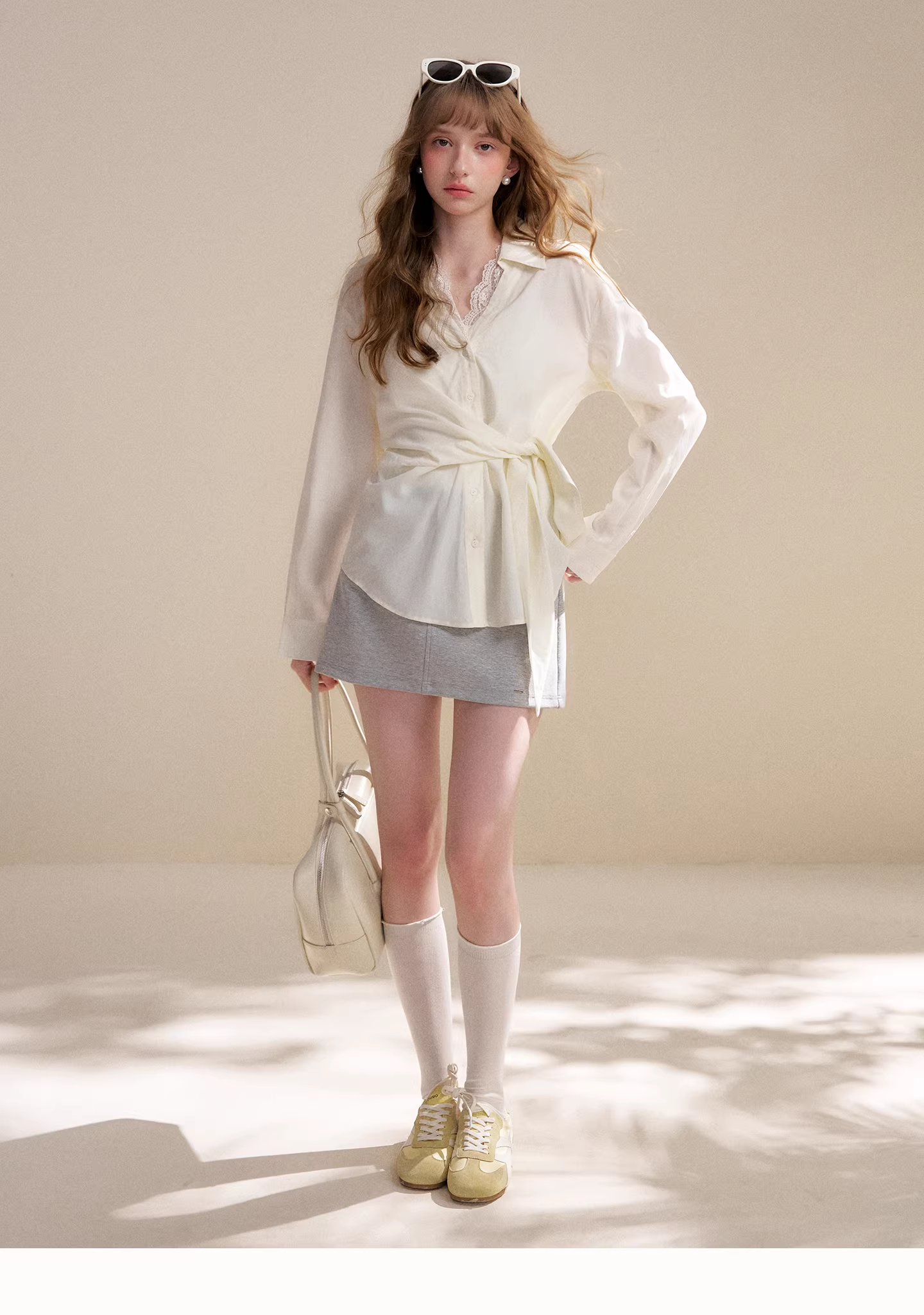 Kroche KBS4016 Lace patchwork long sleeved shirt