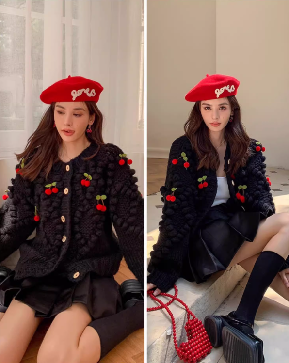 Cloud Season Cherry Knit Cardigan(3color)