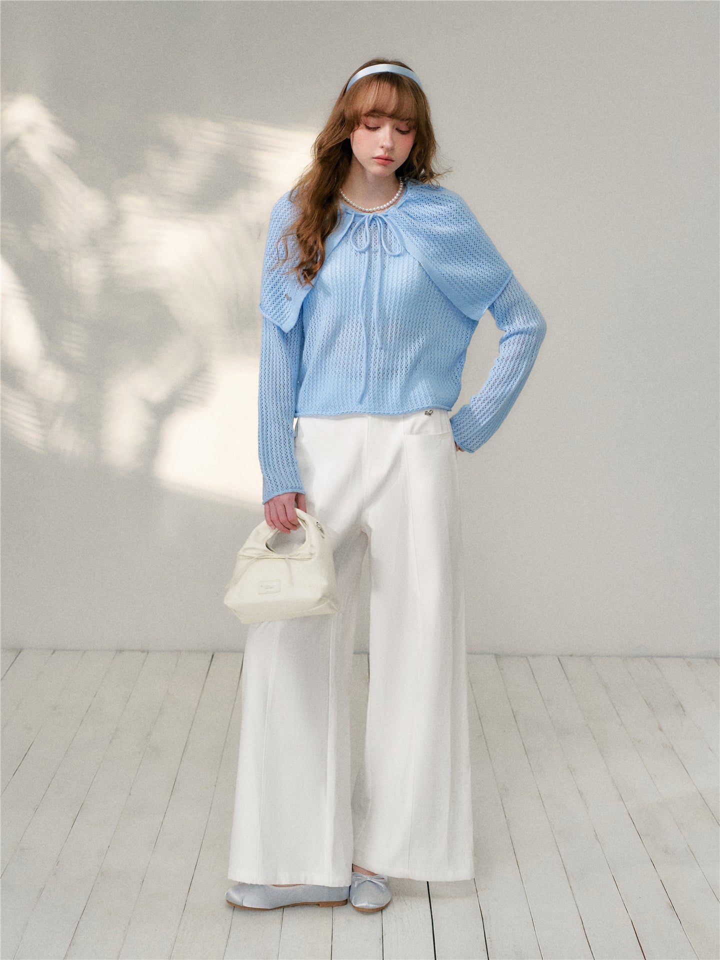 16DEWS 16D26079 Split design high waisted loose casual pants