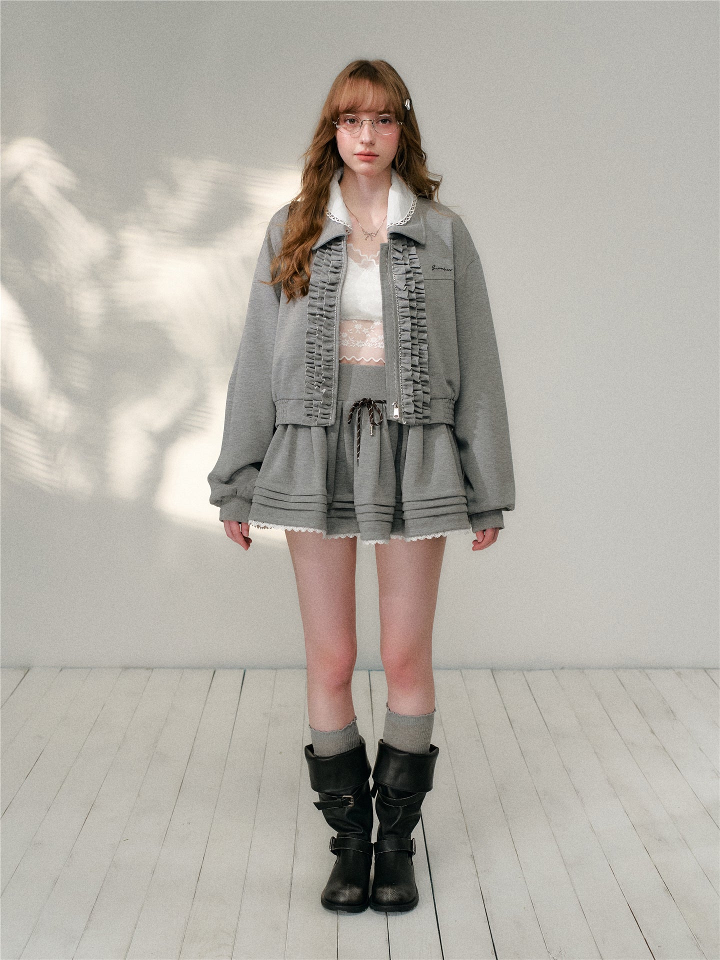 16DEWS 16D26102&16D26103 Air layer short jacket jacket + skirt