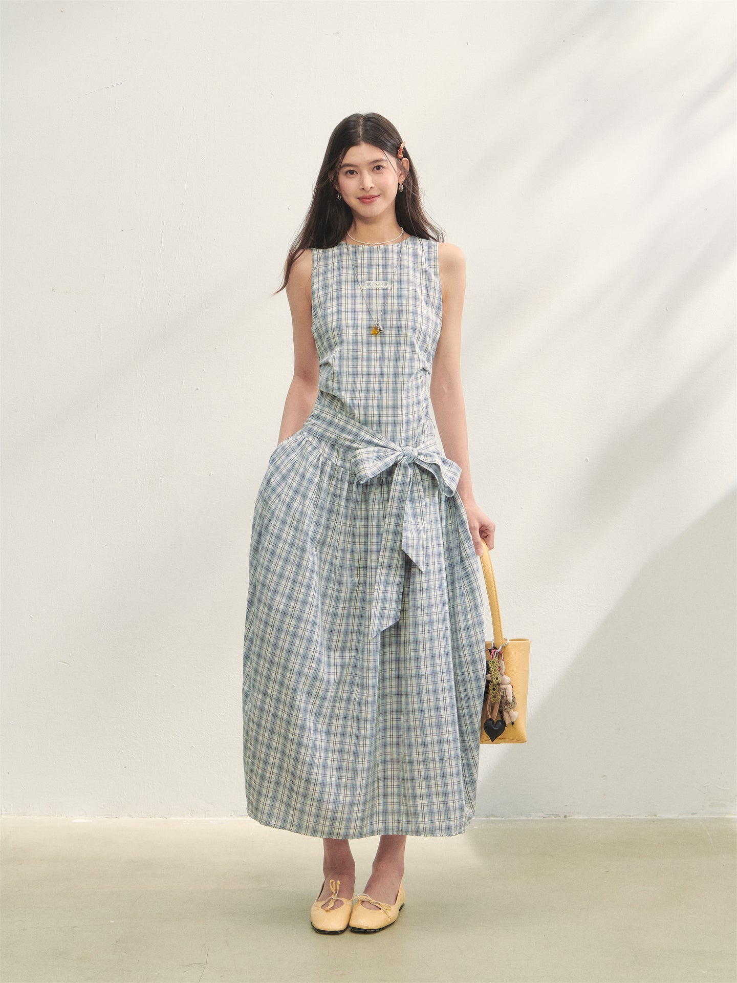 AsGony ASG25259 Plaid strap vest dress