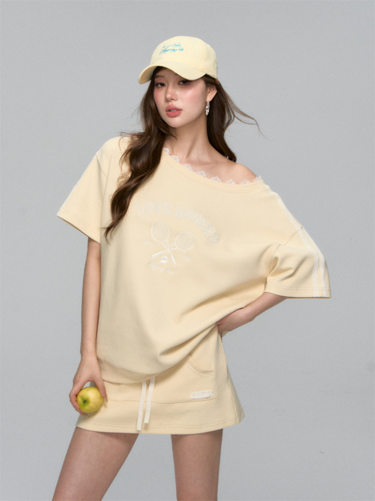 AsGony ASG25110&ASG25111 Embroidered patchwork lace T-shirt + skirt set (seperate)