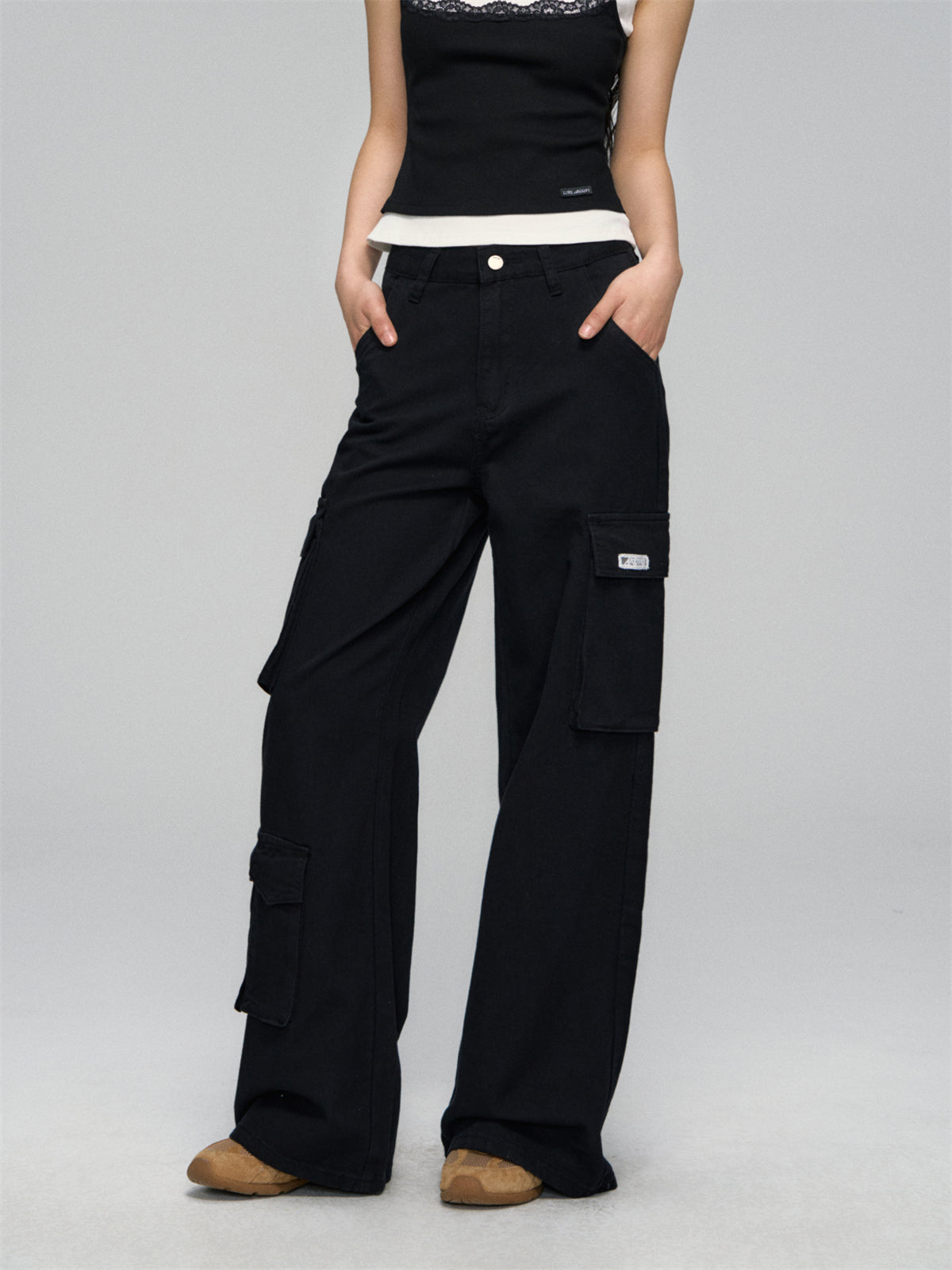 AsGony ASG25153 Wide leg workwear straight leg jeans (3color)