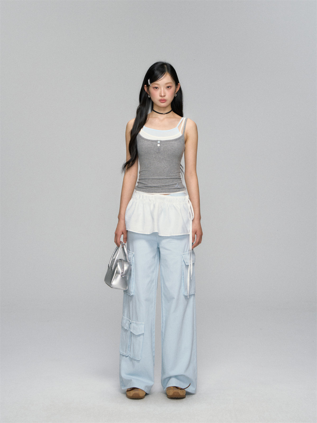 AsGony ASG25152 Fake three-piece contrasting knitted camisole vest