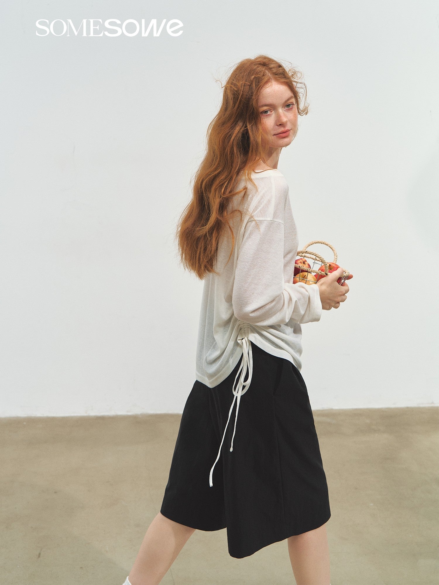 SOMESOWE S2508168 Ruffle casual mid length pants