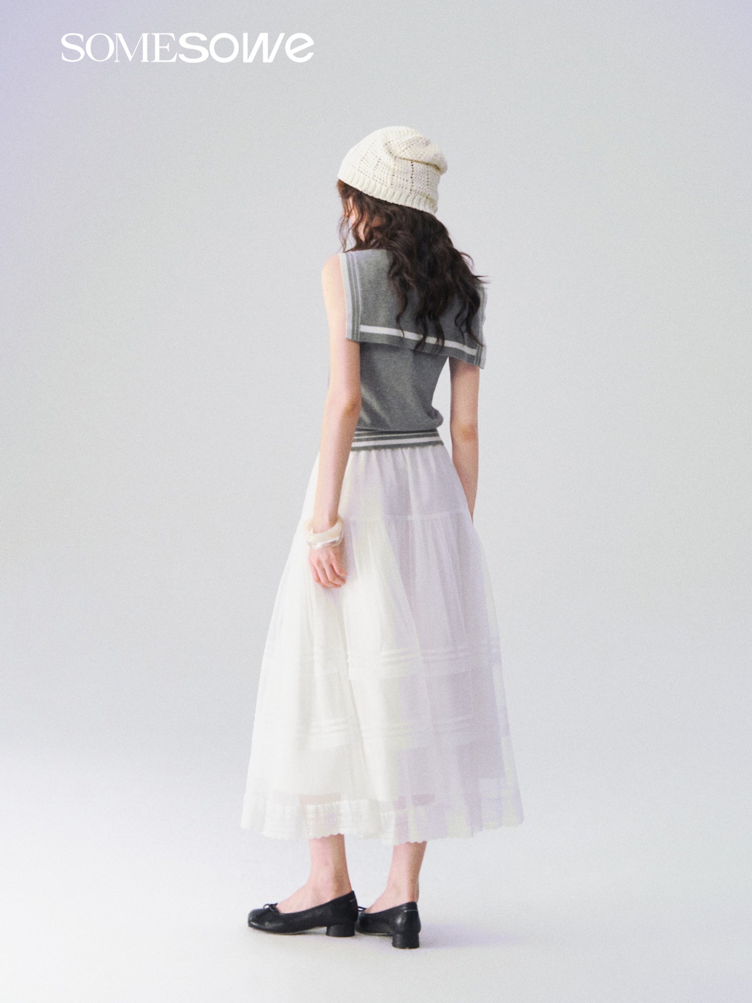 SOMESOWE S2609108 Dreamy white feather flowing cloud gauze skirt