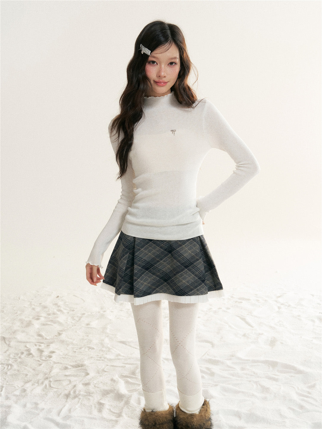 16DEWS 16D25518 High neck long sleeved knitted base shirt