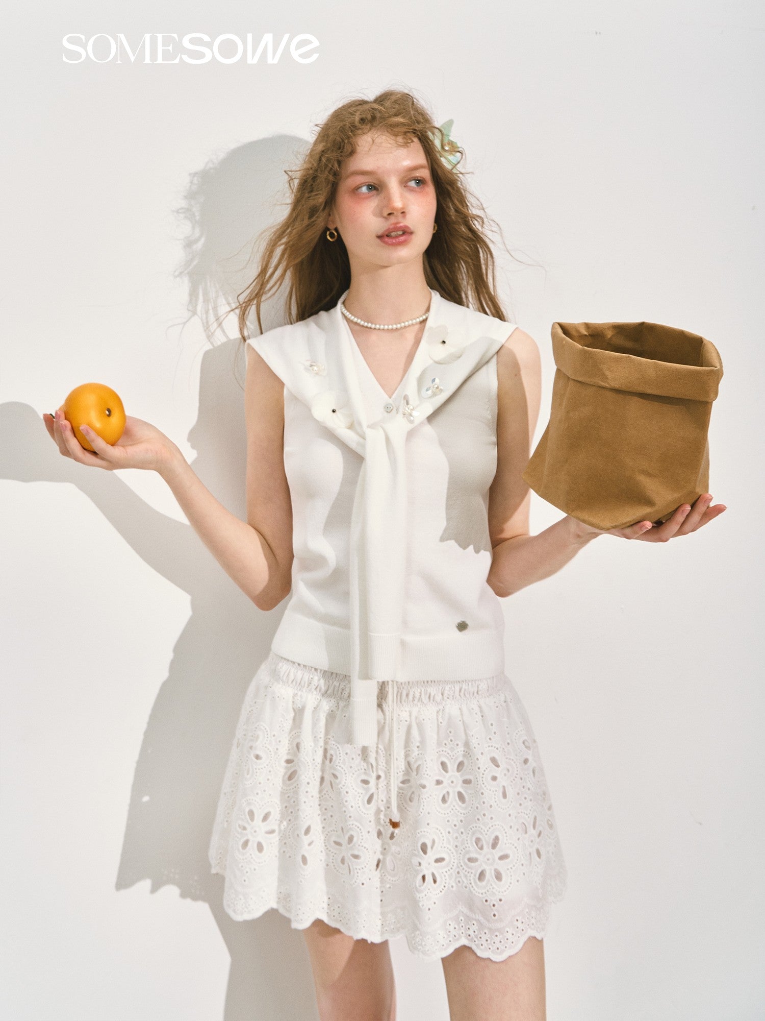 SOMESOWE S2508150 Sailor collar shawl vest