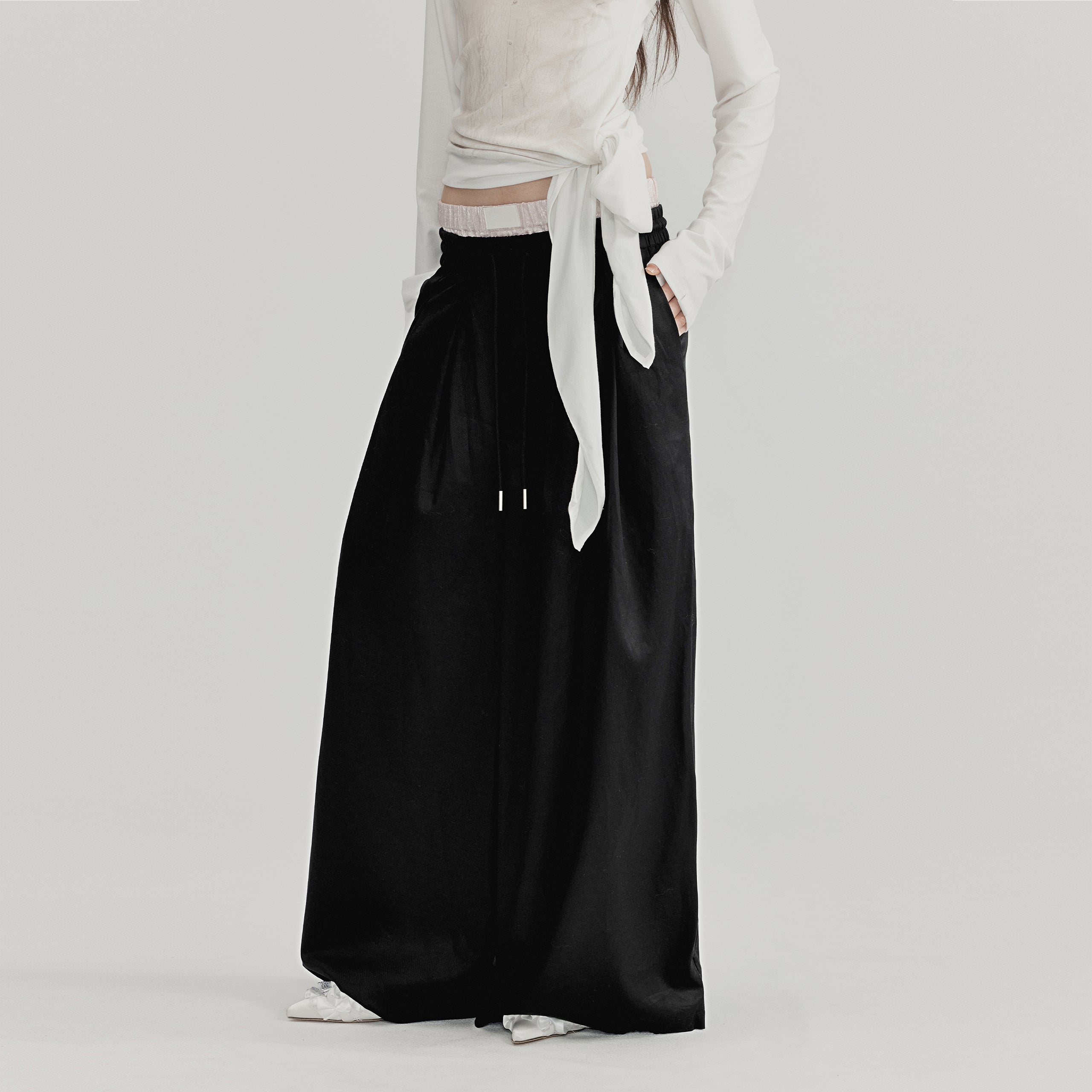 NOMEANSNO N148 Pleated loose pants (2color)