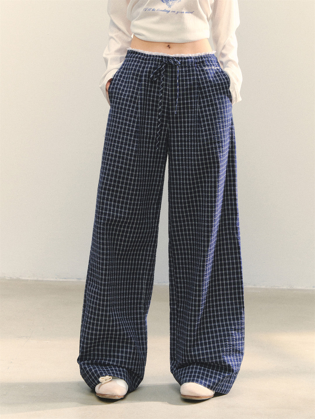 AsGony ASG25365 Plaid loose pants