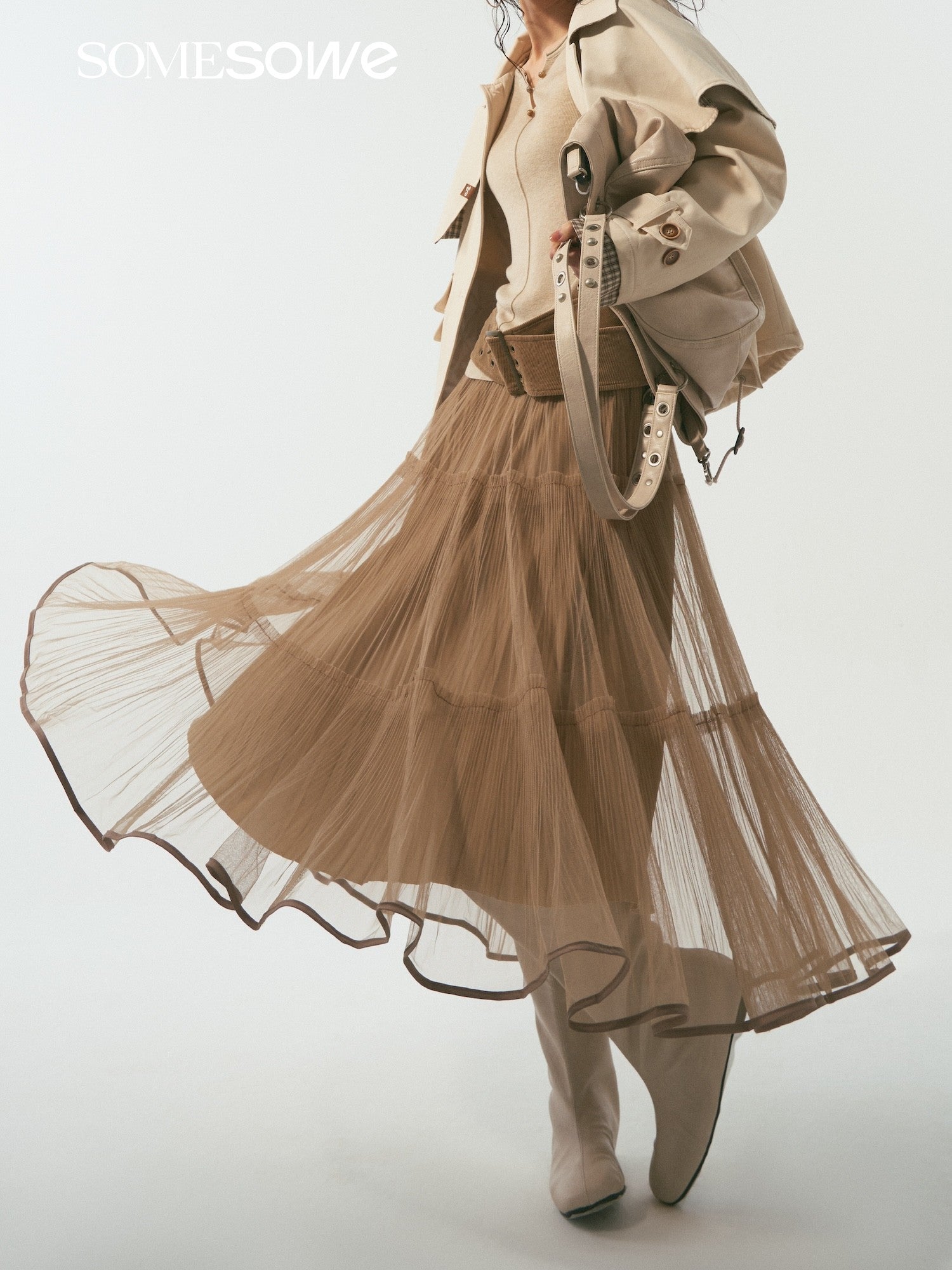 SOMESOWE S2509012 Double sided pleated yarn skirt