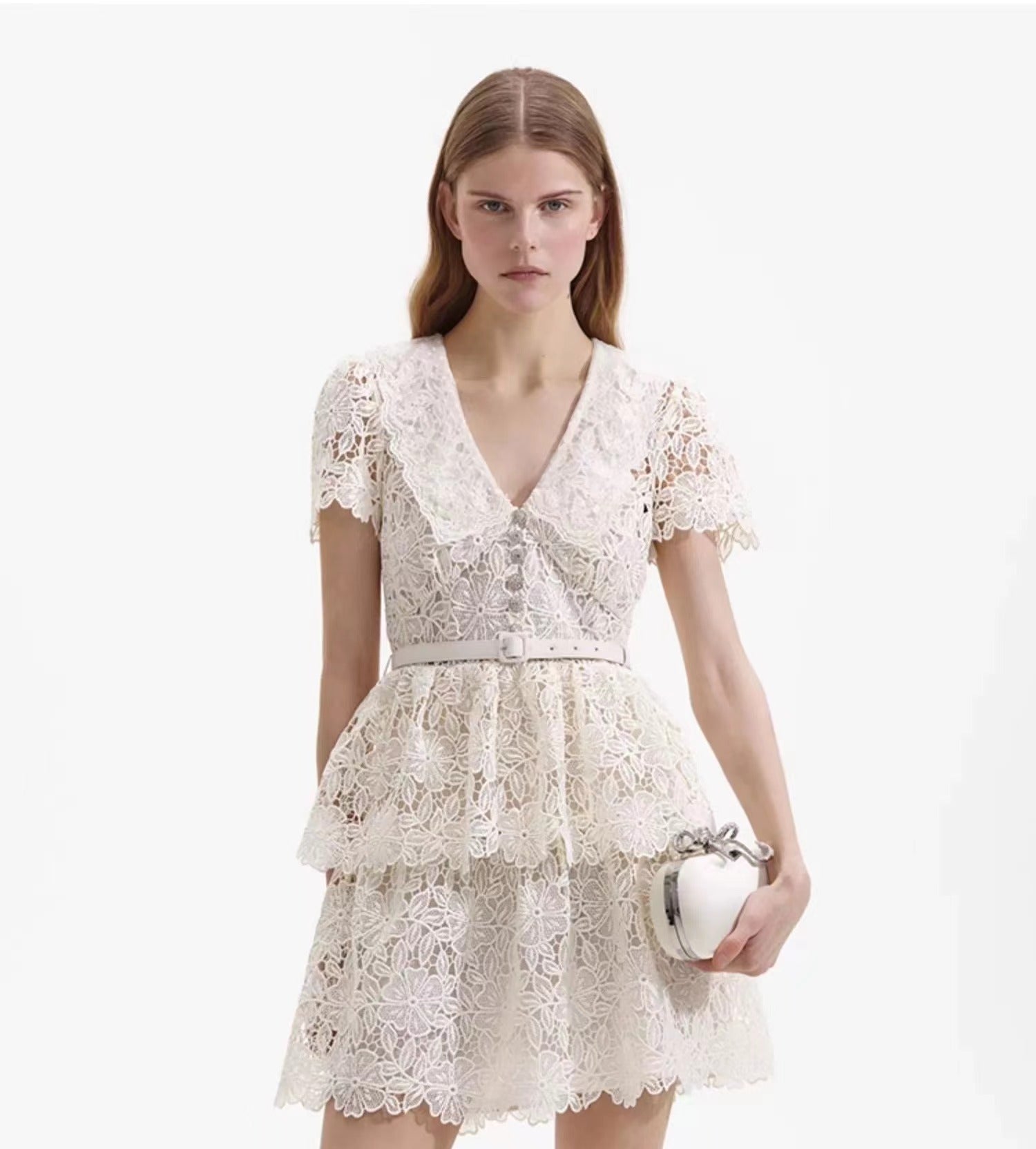 Self-Portrait CREAM COLLAR MINI DRESS