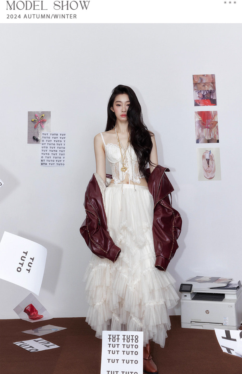 Tut tuto Loose collared motorcycle leather jacket