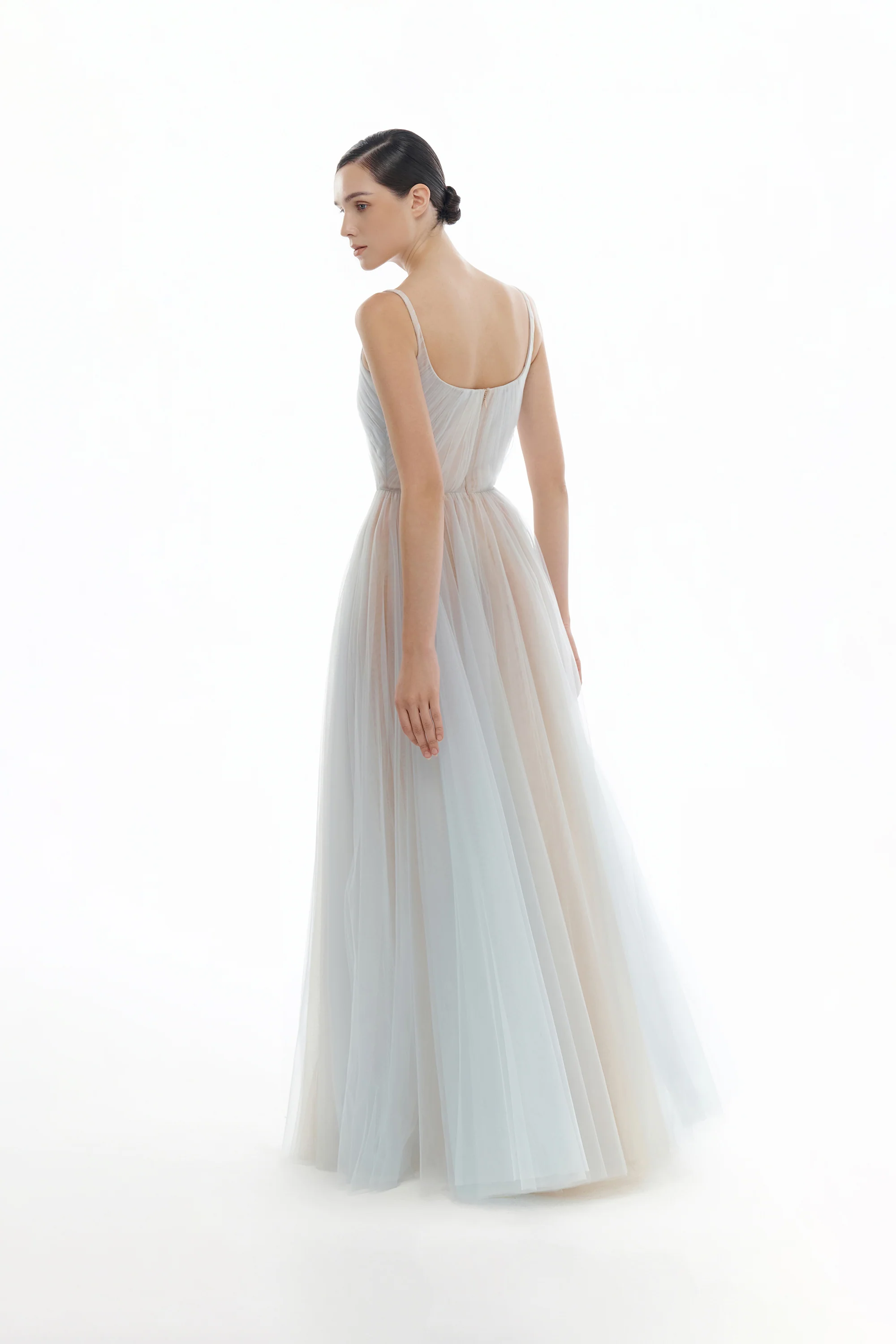 Montsand Blue Draped Tulle Dress