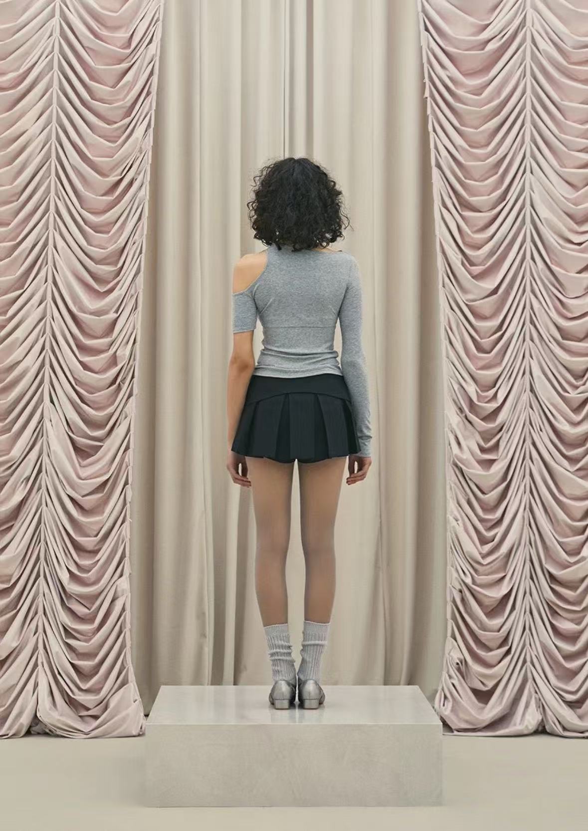 Threetimes Layered belt skirt (2color)