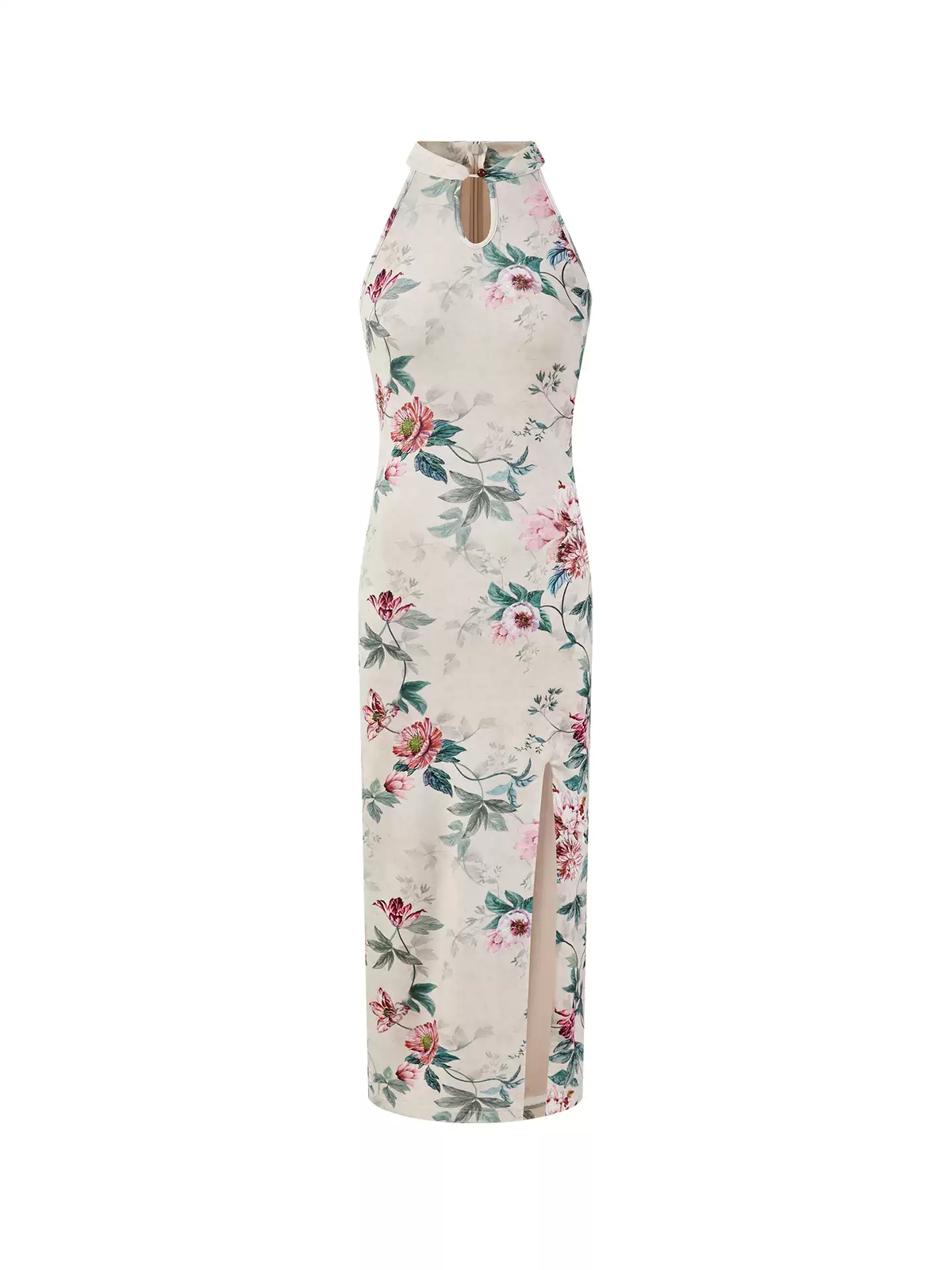 FIND YA WINGS Floral Shadow Halter Midi Cheongsam