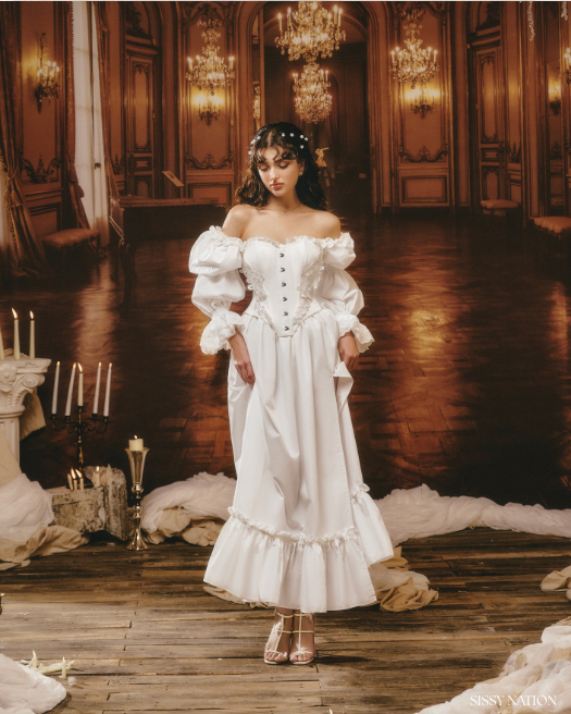 Sissy White Christine Corset Maxi Dress