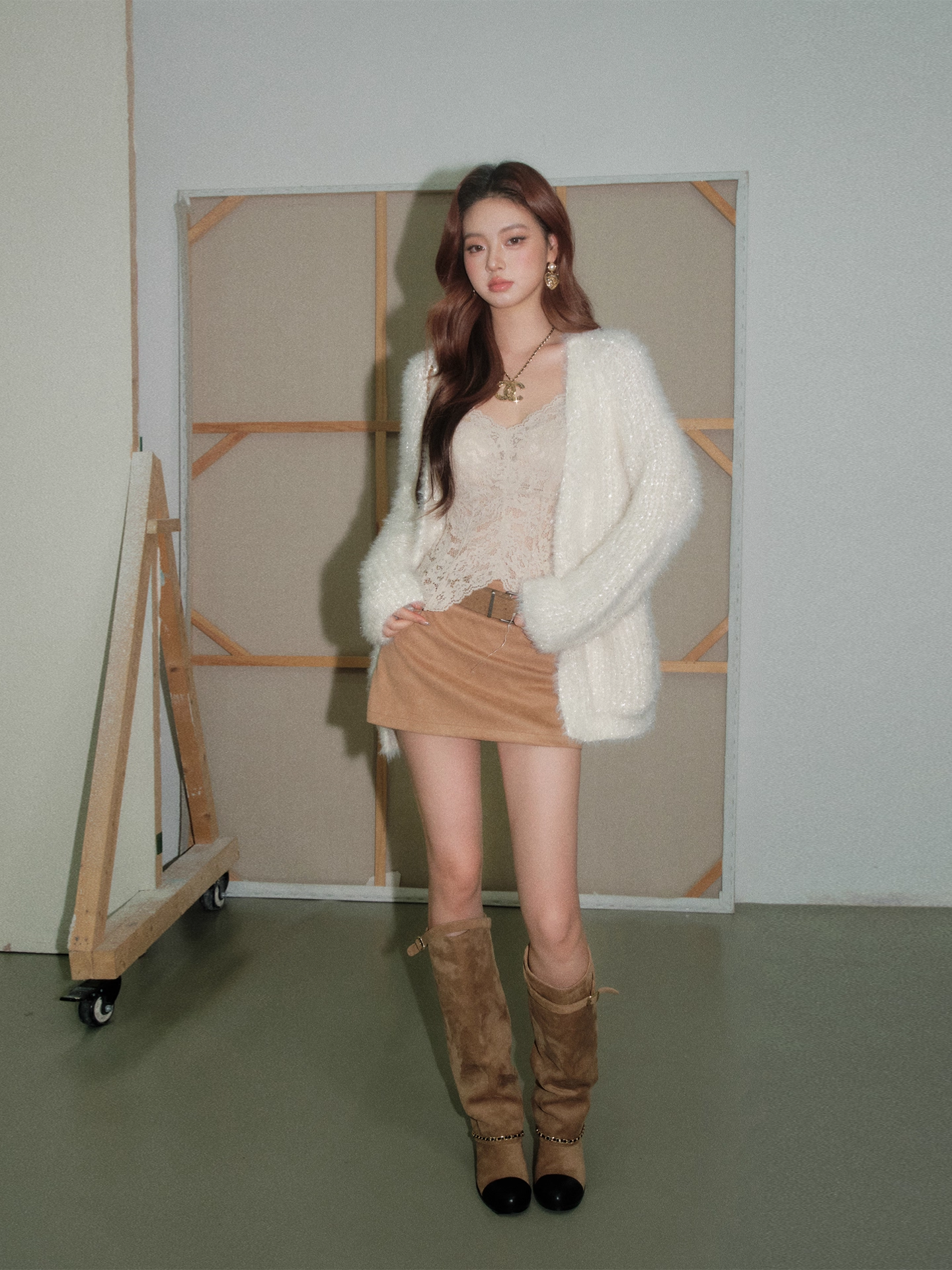 OLIVIA DUO DSY25386 Shimmering Bouclé Cardigan