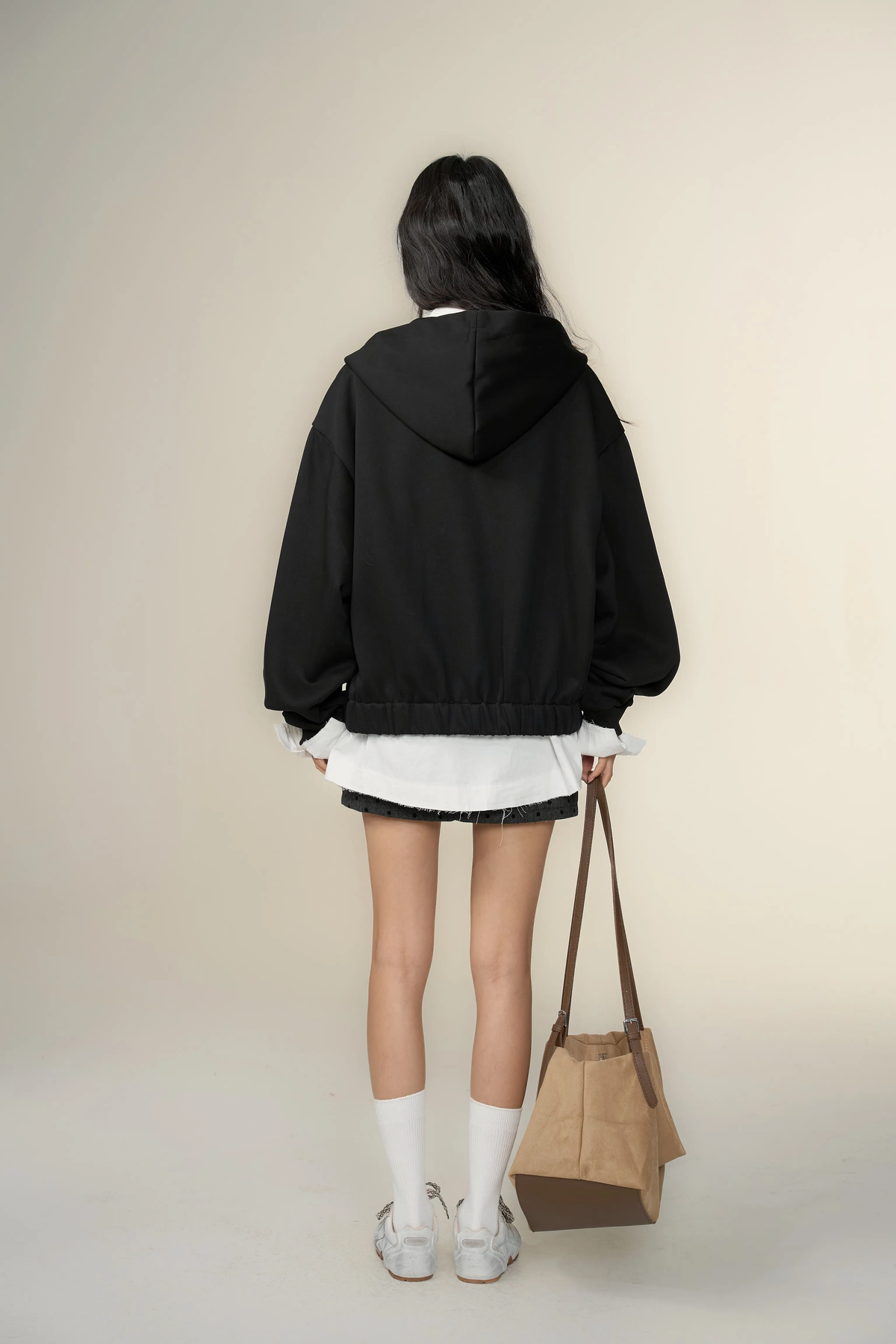 Chill Zoey Croissant mock-layered hoodie jacket