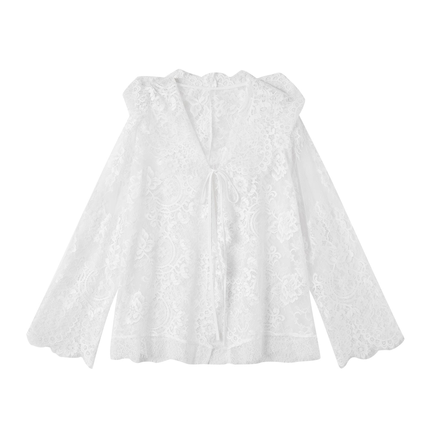 SOMESOWE S2508248 Hooded patchwork lace top