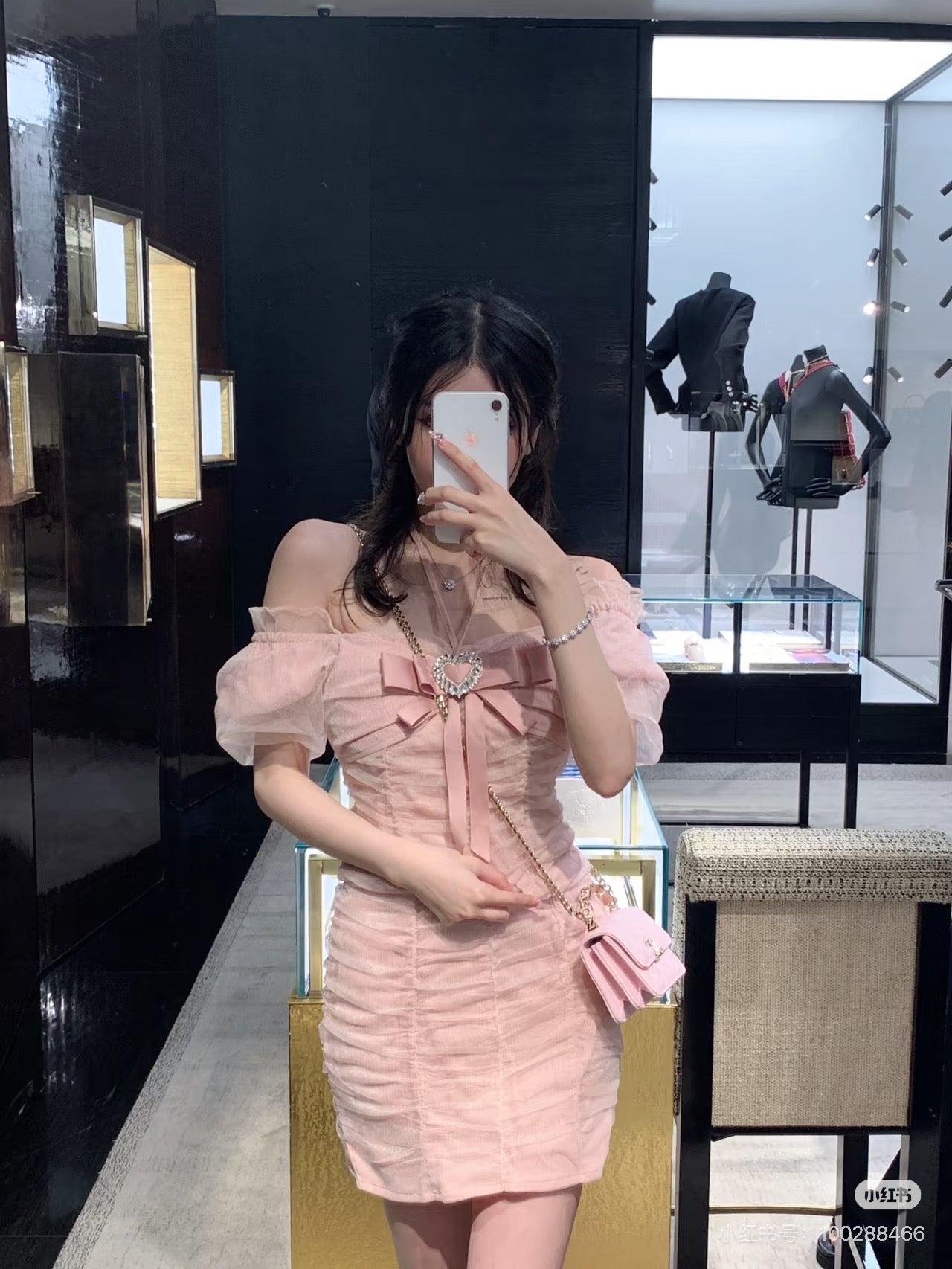 First Date SALE Pink bow puffy sleeve dress-IN STOCK