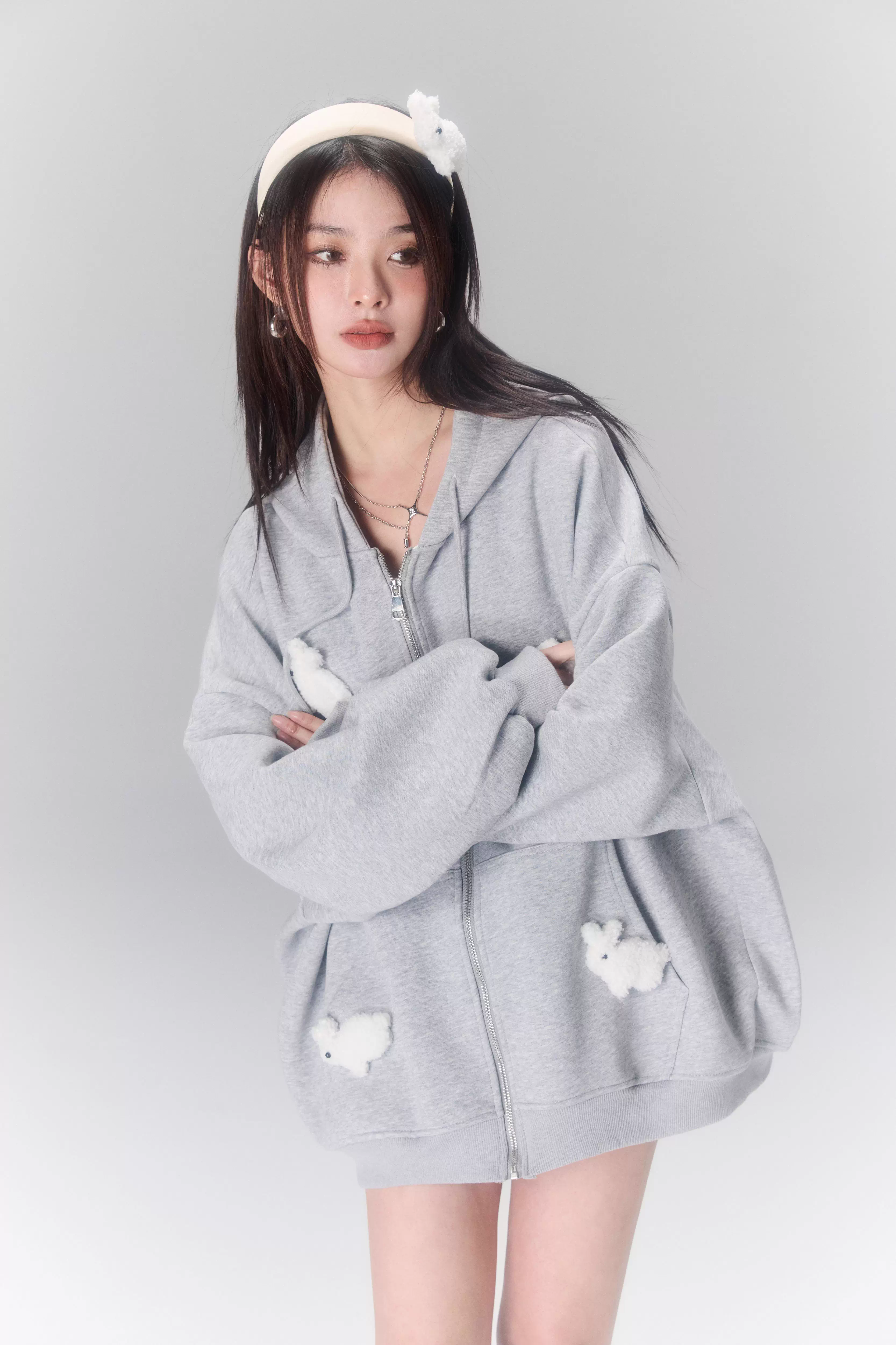 Cloud Season Mini Rabbit Hoodies Coat(2colro)