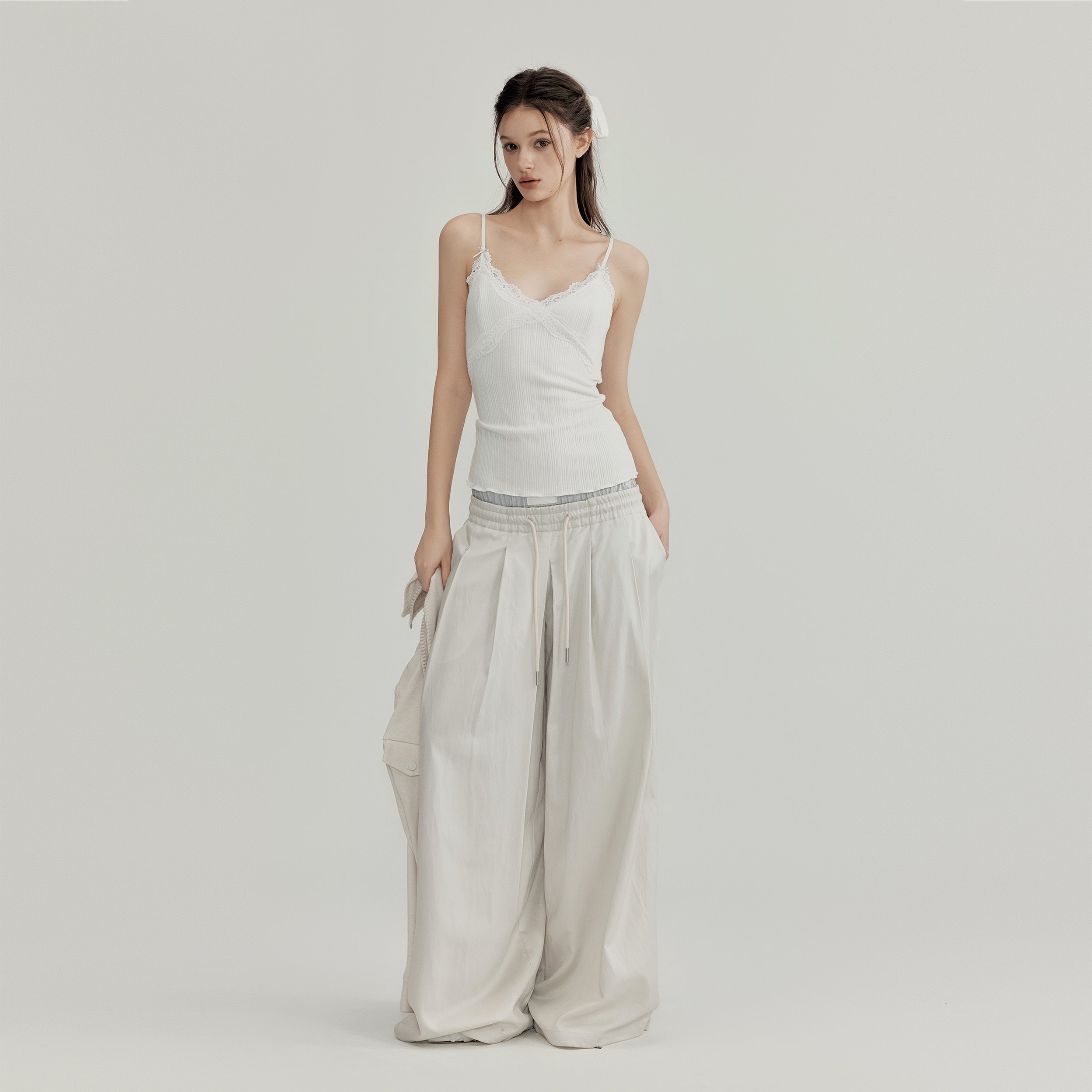 NOMEANSNO N148 Pleated loose pants (2color)