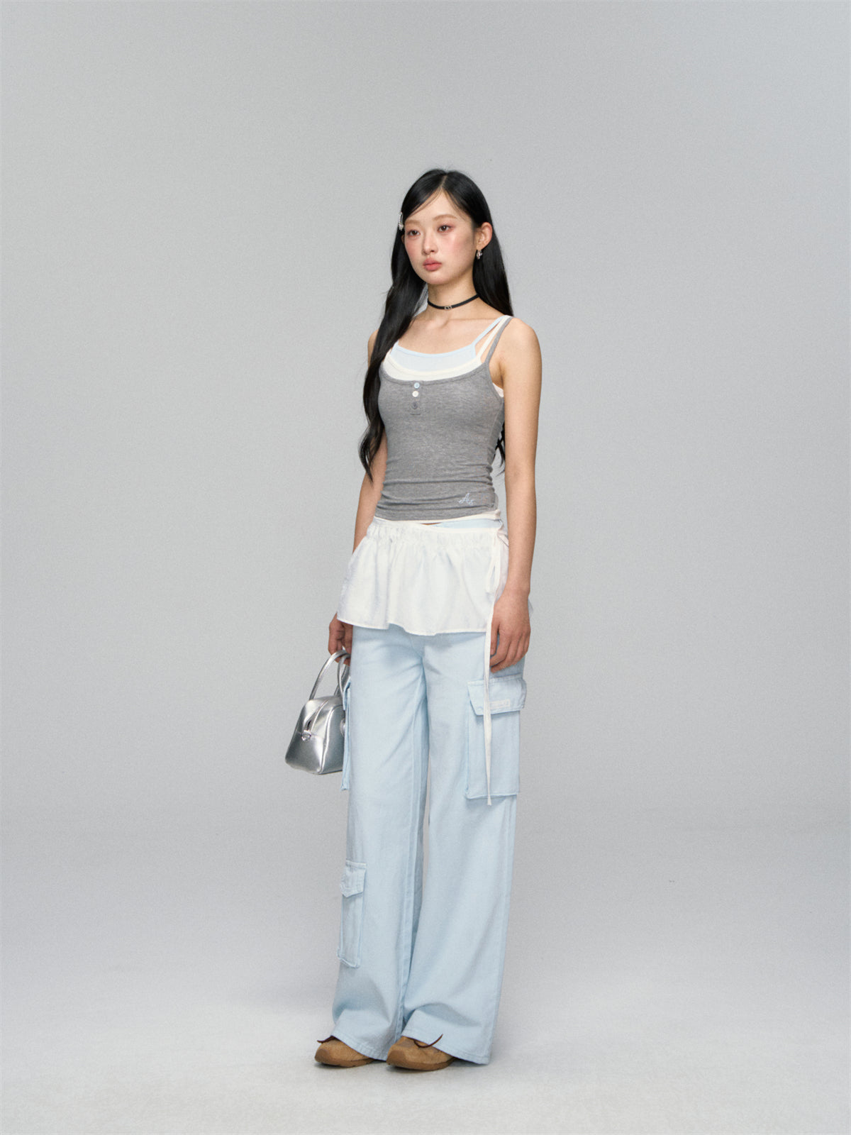 AsGony ASG25152 Fake three-piece contrasting knitted camisole vest