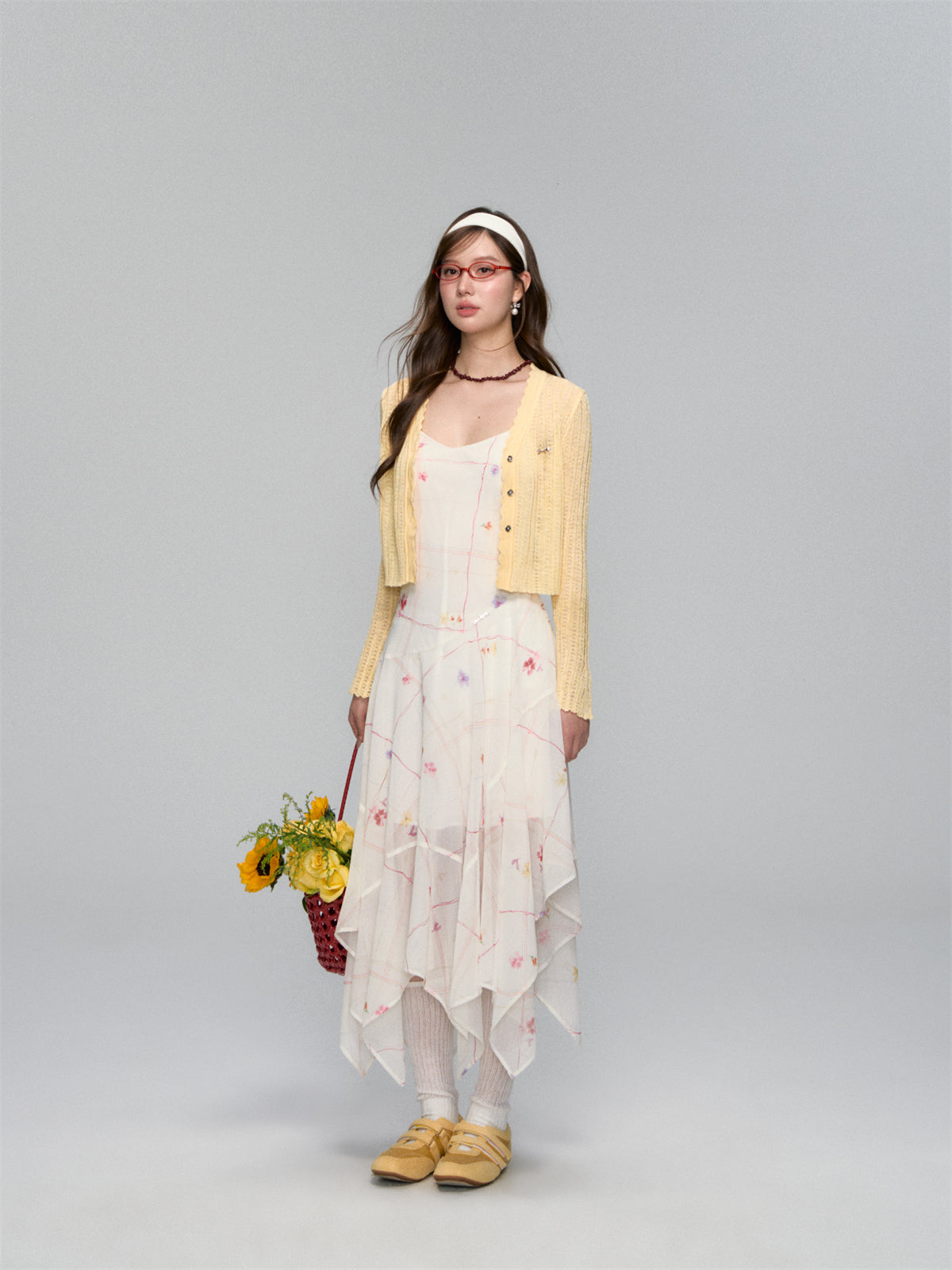 AsGony ASG25160 Chiffon floral irregular camisole dress