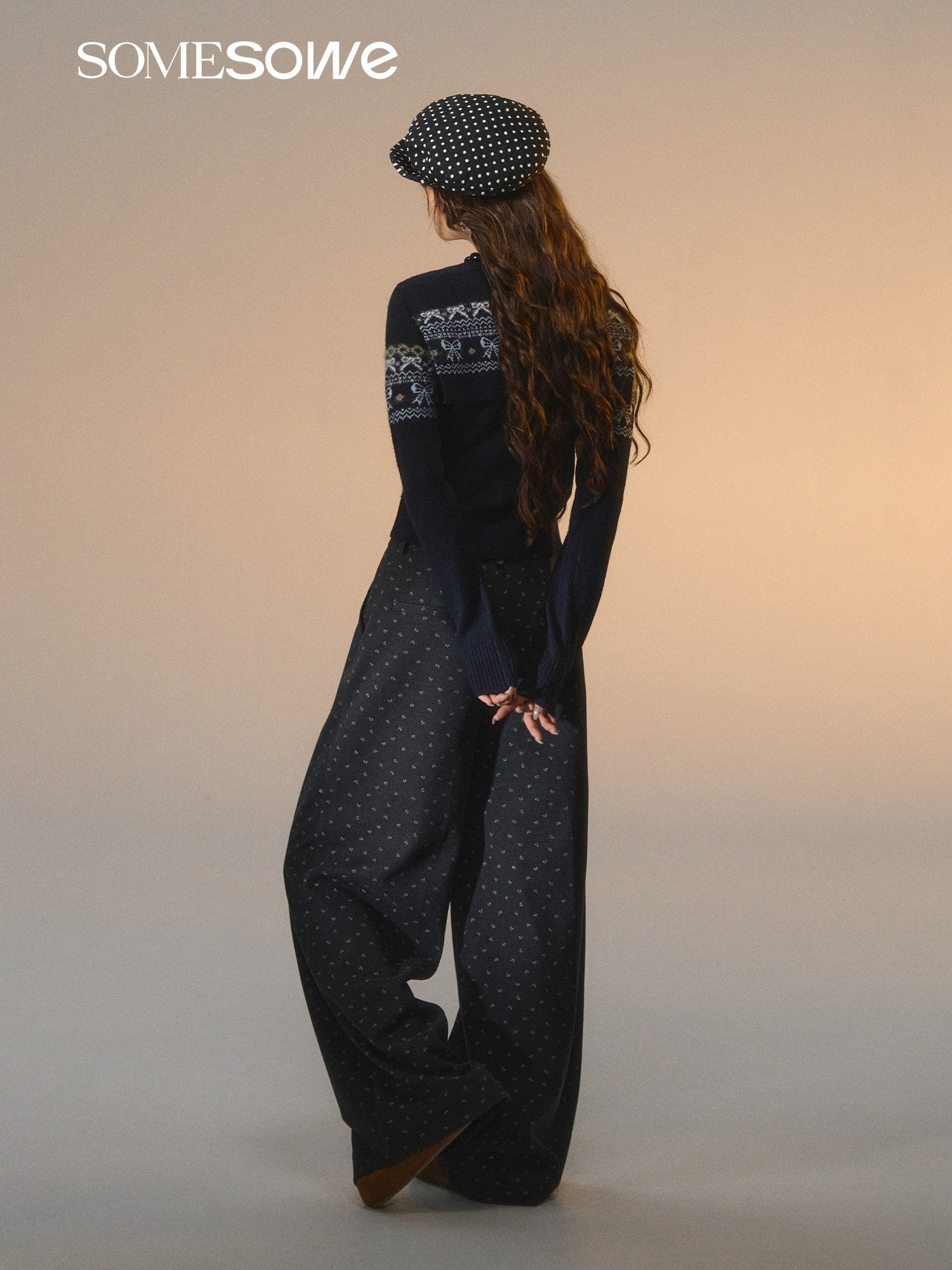SOMESOWE S2508277 Fair Island Bow Fake Two Sweater