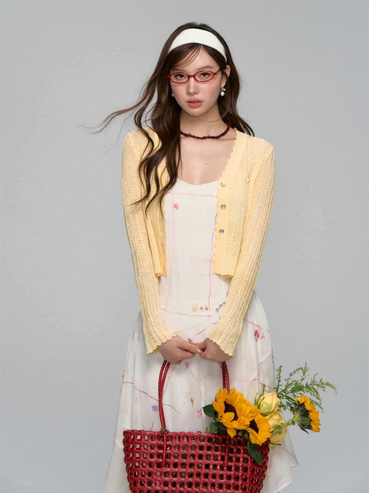 AsGony ASG25179 Lace sunscreen knitted cardigan (3color)