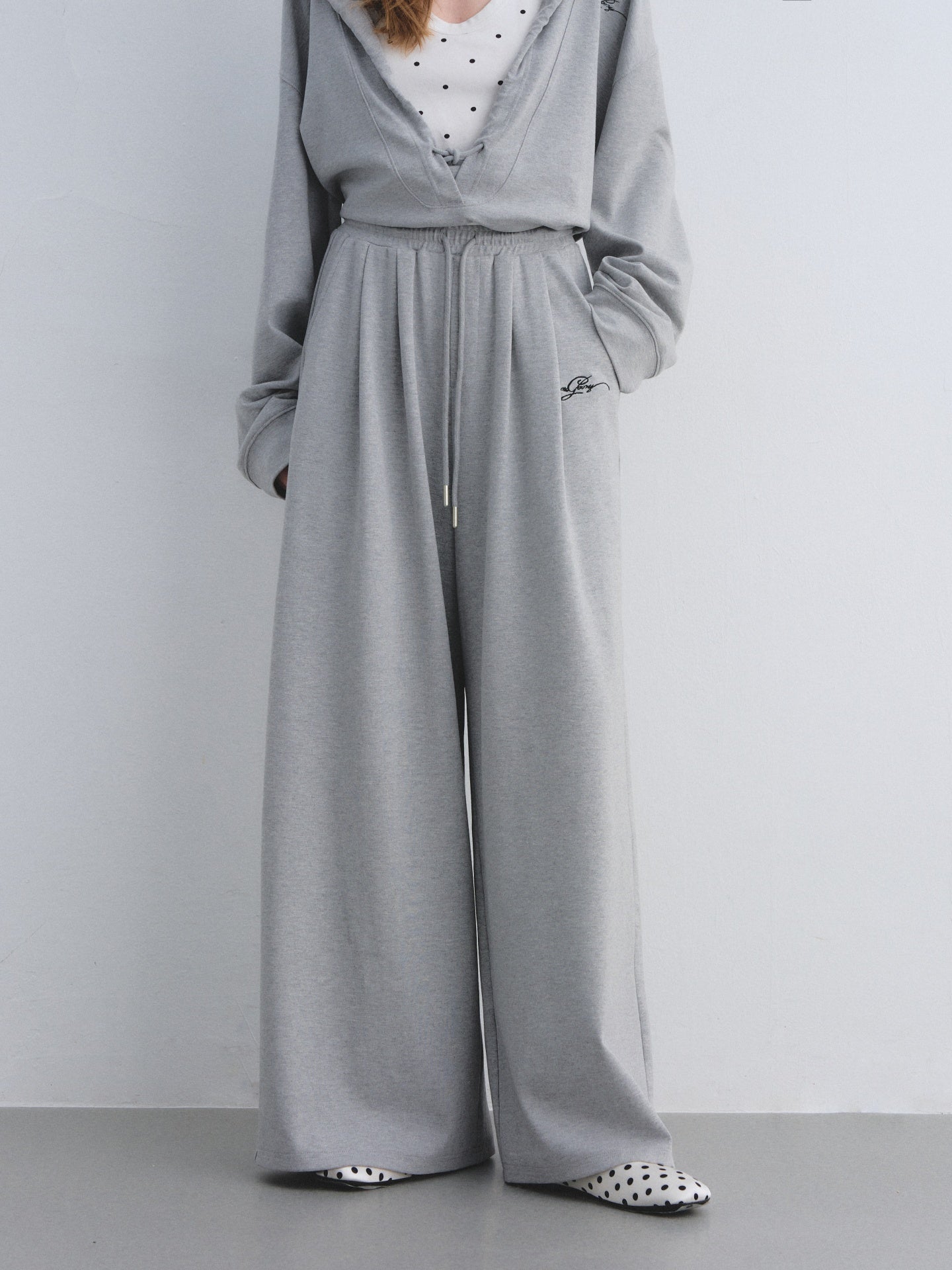 AsGony ASG25656&ASG25657 Polka dot vest hooded drawstring hoodie set