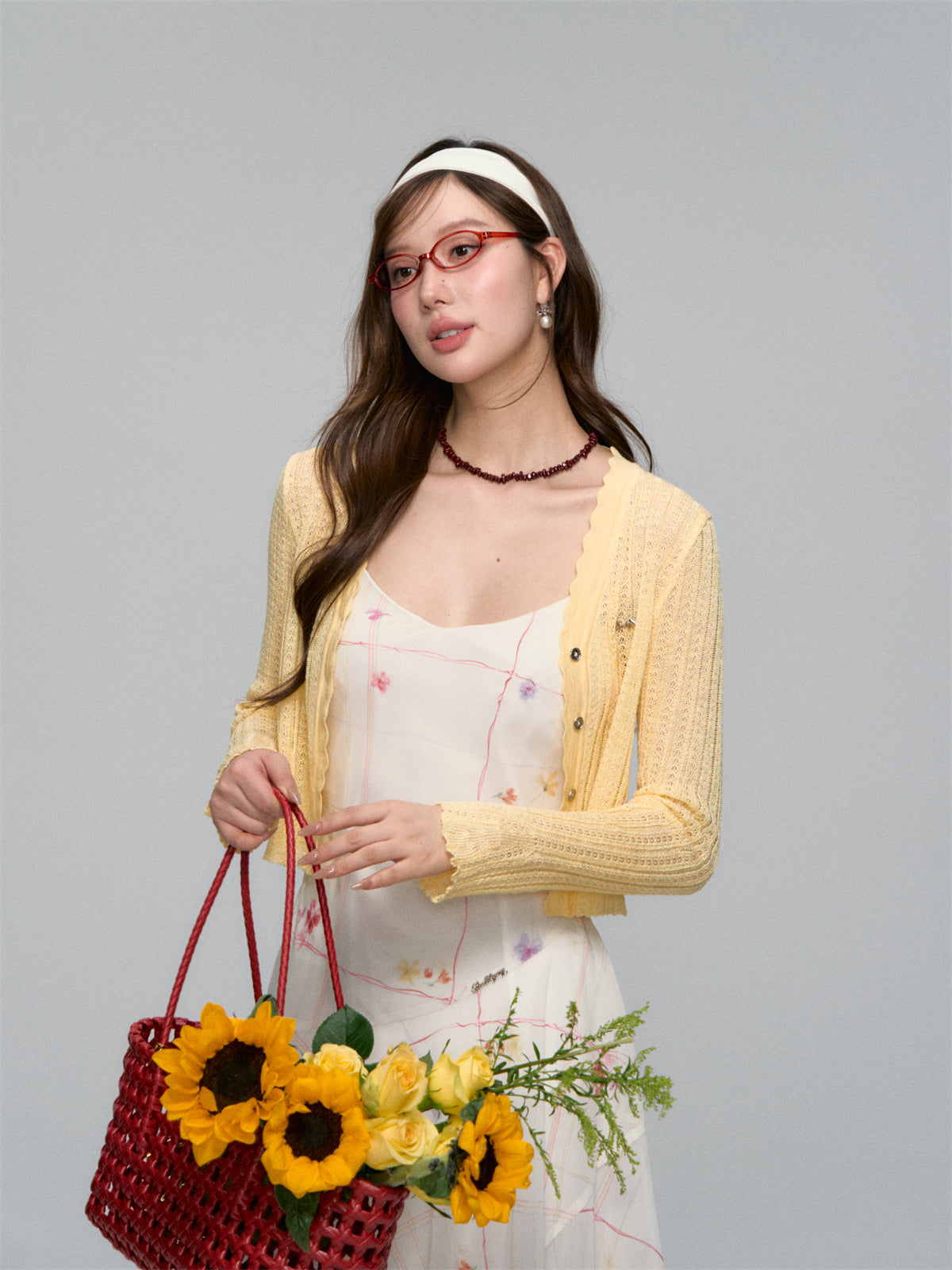 AsGony ASG25179 Lace sunscreen knitted cardigan (3color)