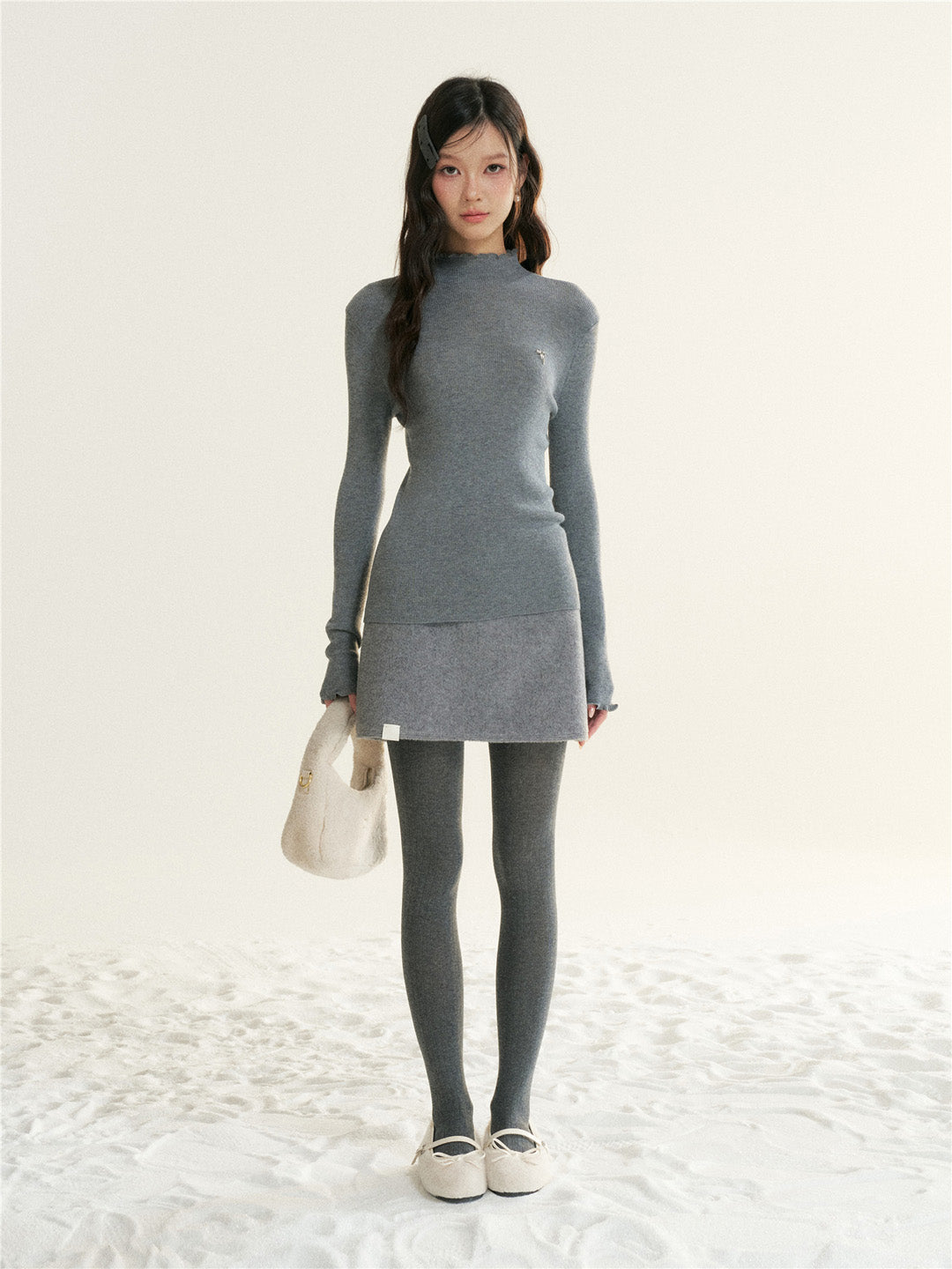 16DEWS 16D25518 High neck long sleeved knitted base shirt